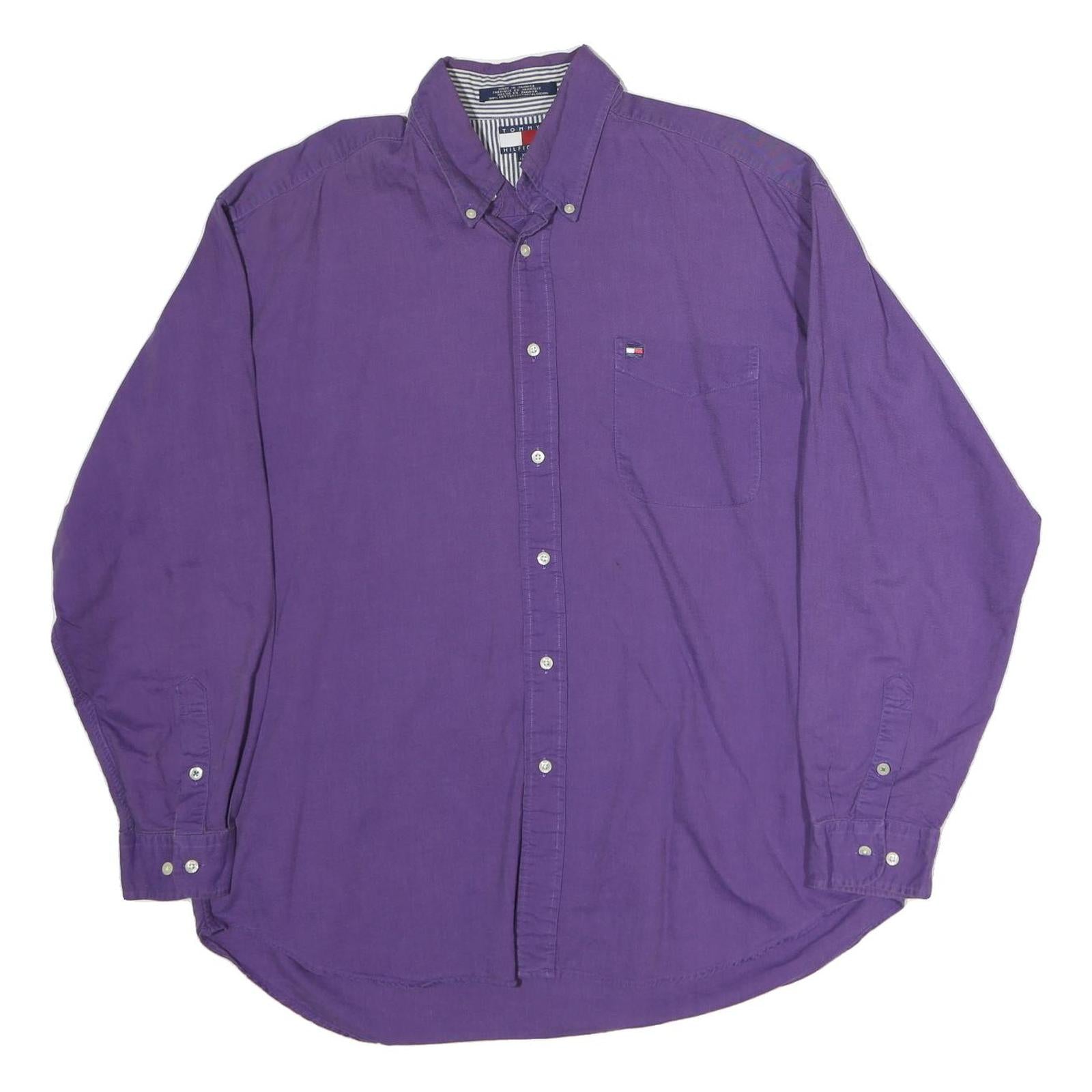 TOMMY HILFIGER Mens Purple Cotton Button Down Shirt XL Classic Fit Casual Refurbished - N/A refurbished available on Cerqular
