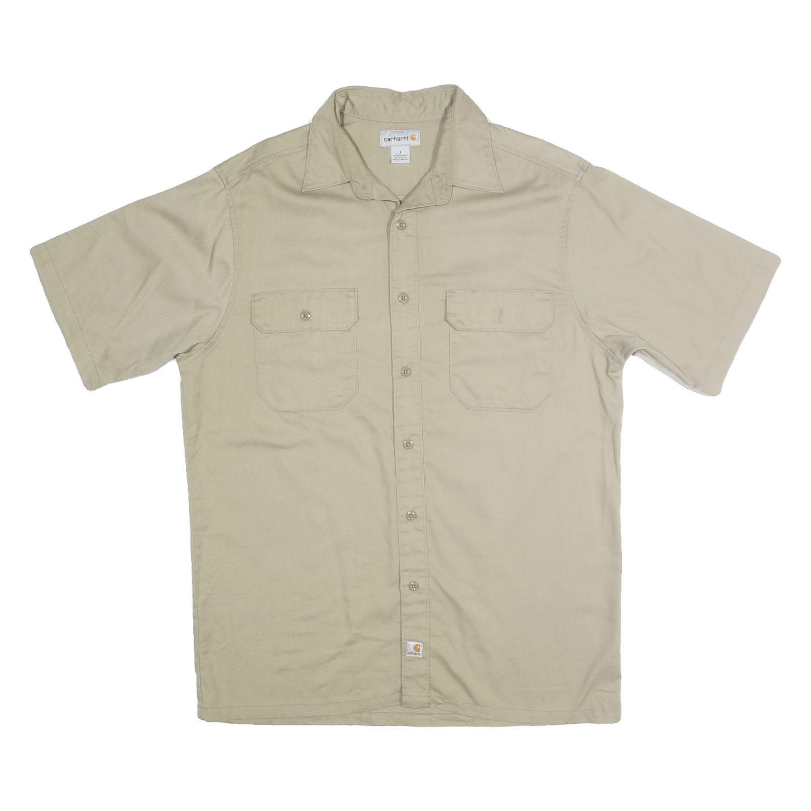CARHARTT Mens Beige Short Sleeve Cotton Blend Shirt L Workwear Utility Casual Refurbished - N/A refurbished available on Cerqular