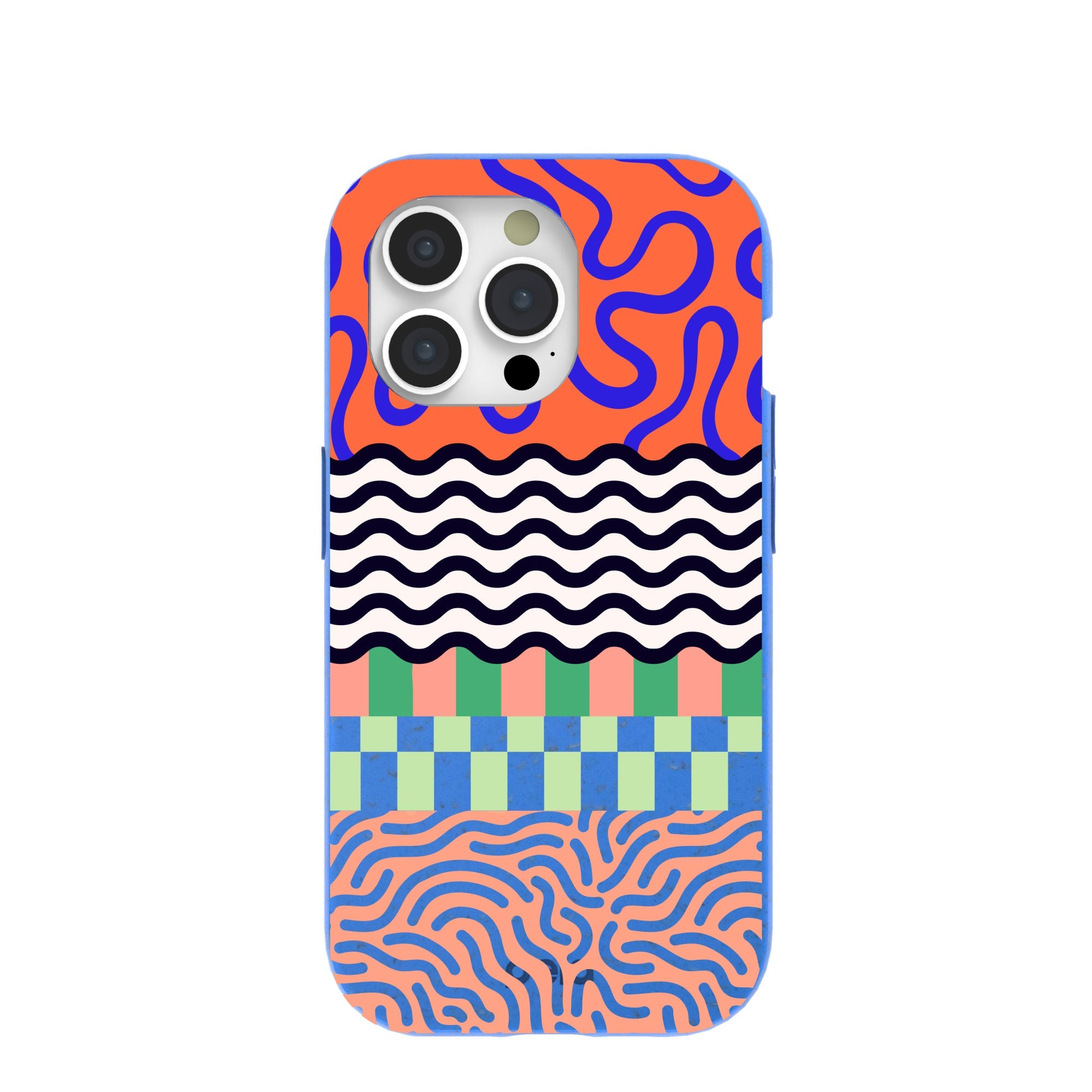 Electric Blue Tangerine Mix iPhone 15 Pro Case Refurbished - Pela Case refurbished available on Cerqular