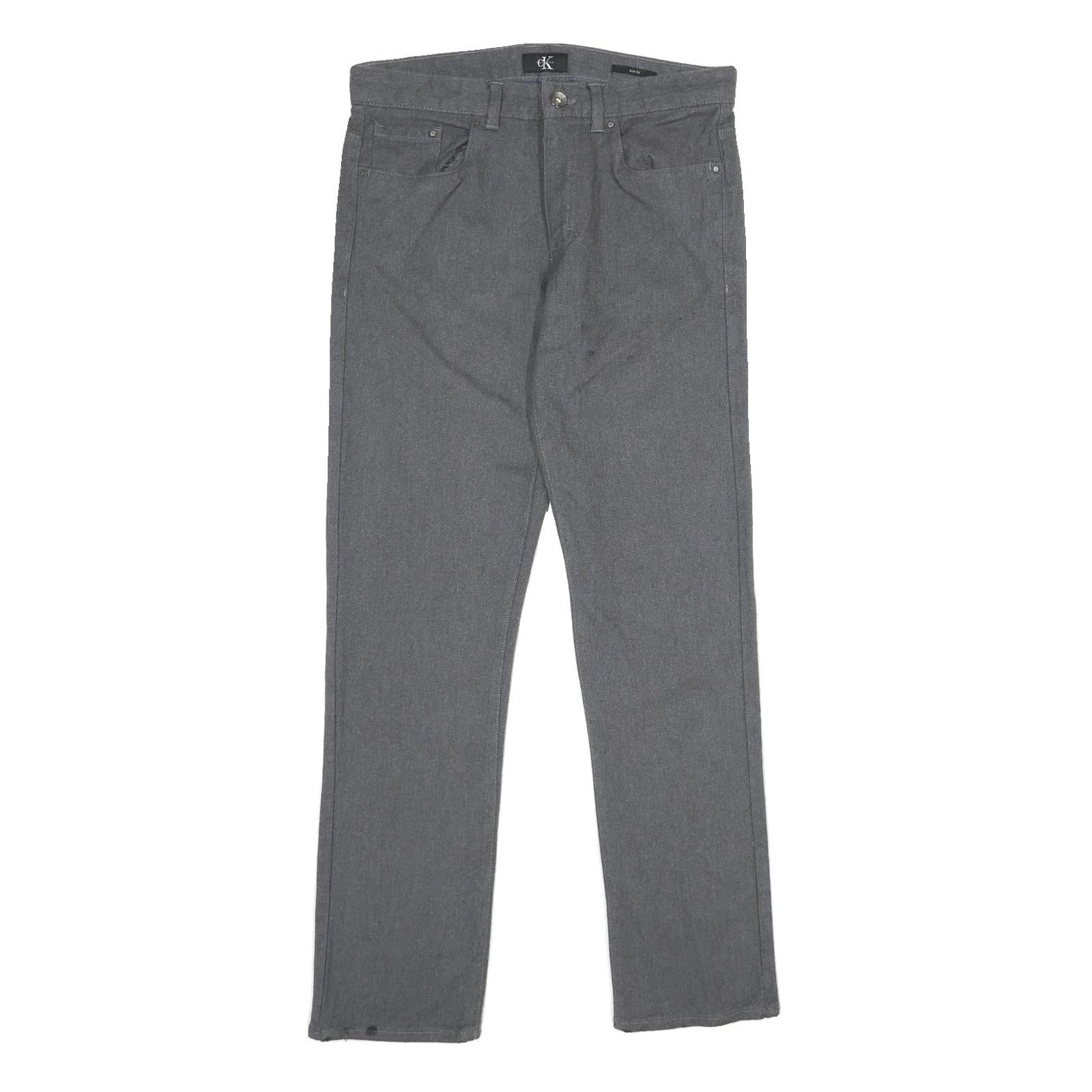 CALVIN KLEIN Mens Cotton Blend Grey Slim Straight Trousers W30 L32 Casual Zip Refurbished - N/A refurbished available on Cerqular