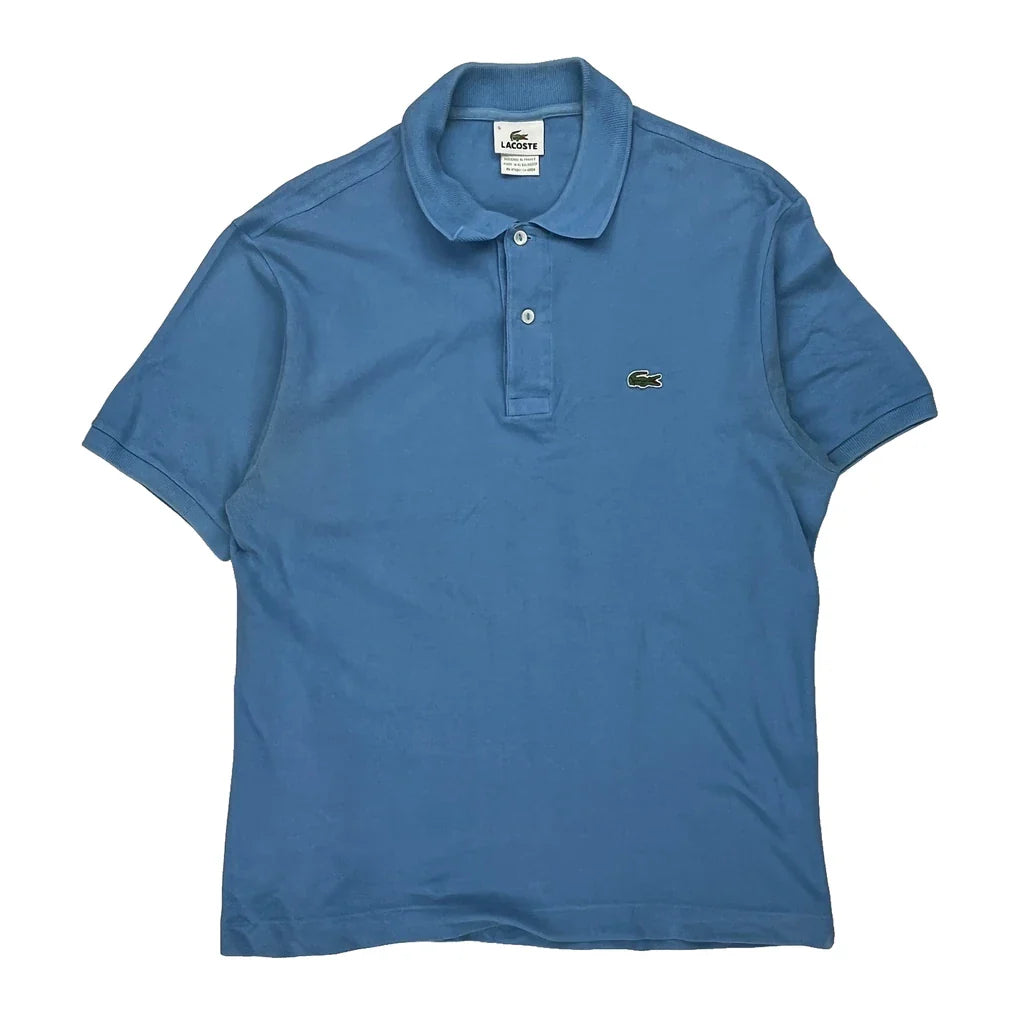 Lacoste Polo Shirt - Medium Blue Cotton Refurbished - Thrifted (note: this is a term often used to describe second- refurbished available on Cerqular