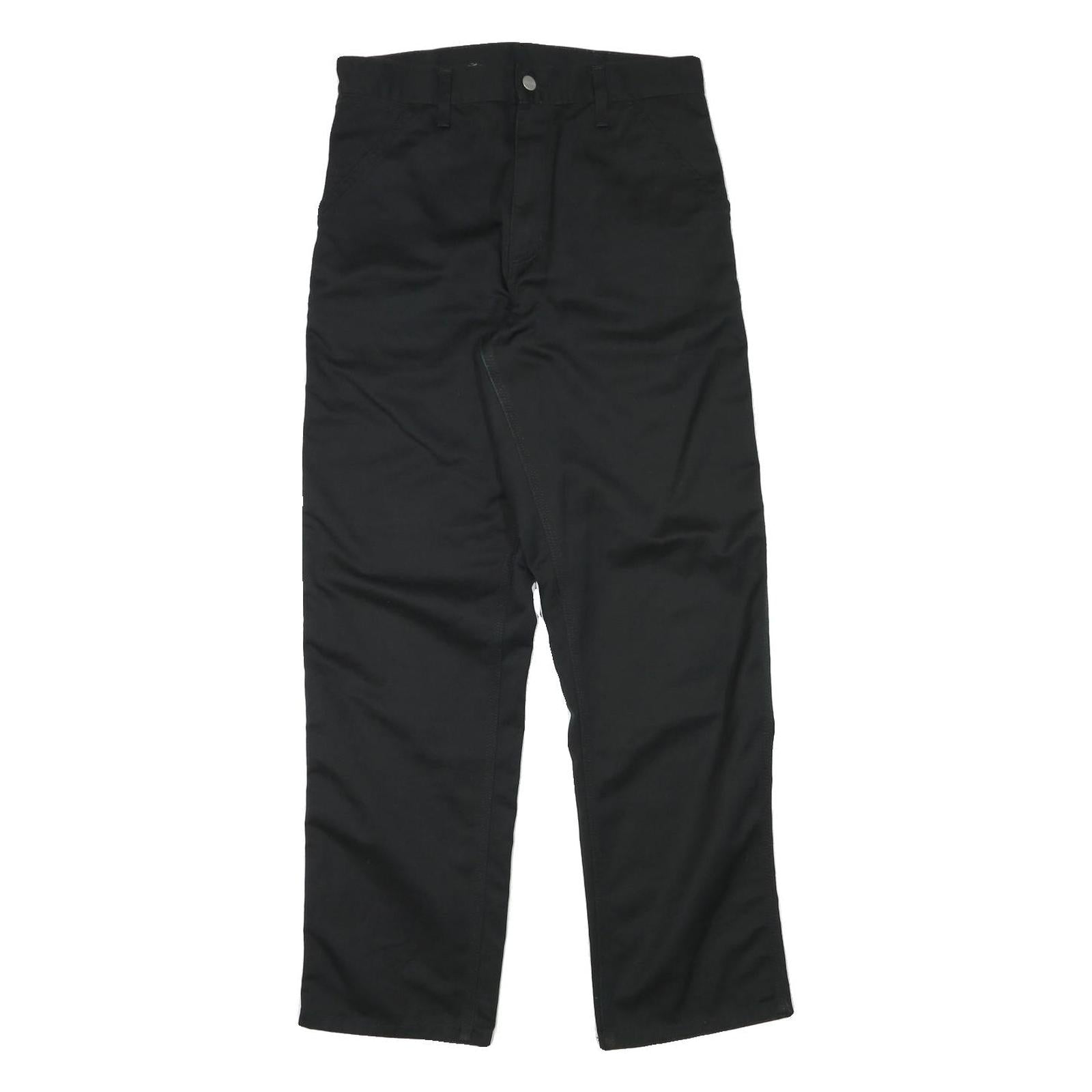 CARHARTT Mens Black Cotton Blend Regular Straight Trousers W31 L30 Durable Work Refurbished - N/A refurbished available on Cerqular