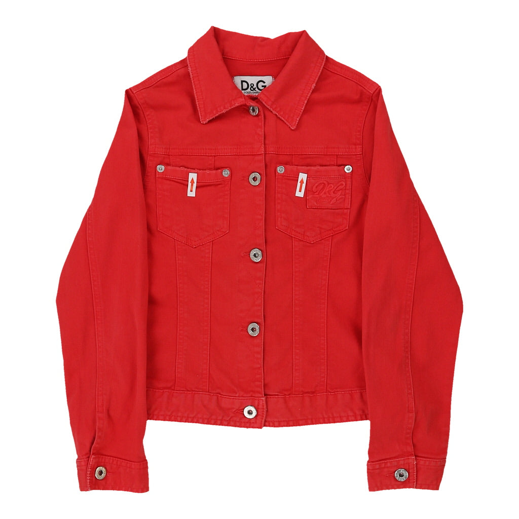 12 Years Dolce & Gabbana Denim Jacket - Medium Red Cotton | Size: medium Refurbished - N/A (Preloved Designer is not a specific brand, it refurbished available on Cerqular