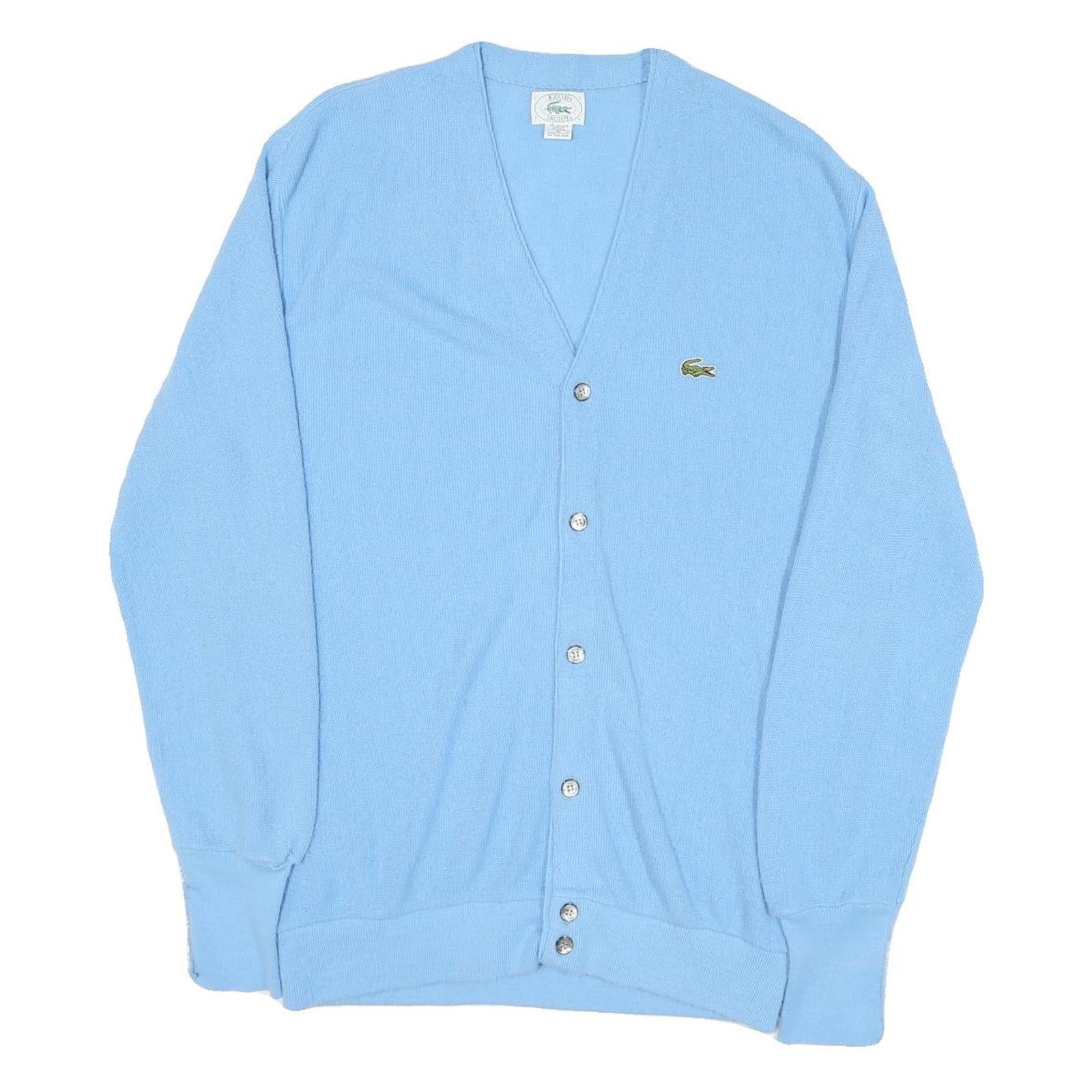 IZOD LACOSTE Womens Blue Plain V-Neck Button Up Jumper XL Acrylic Knitwear Refurbished - N/A refurbished available on Cerqular