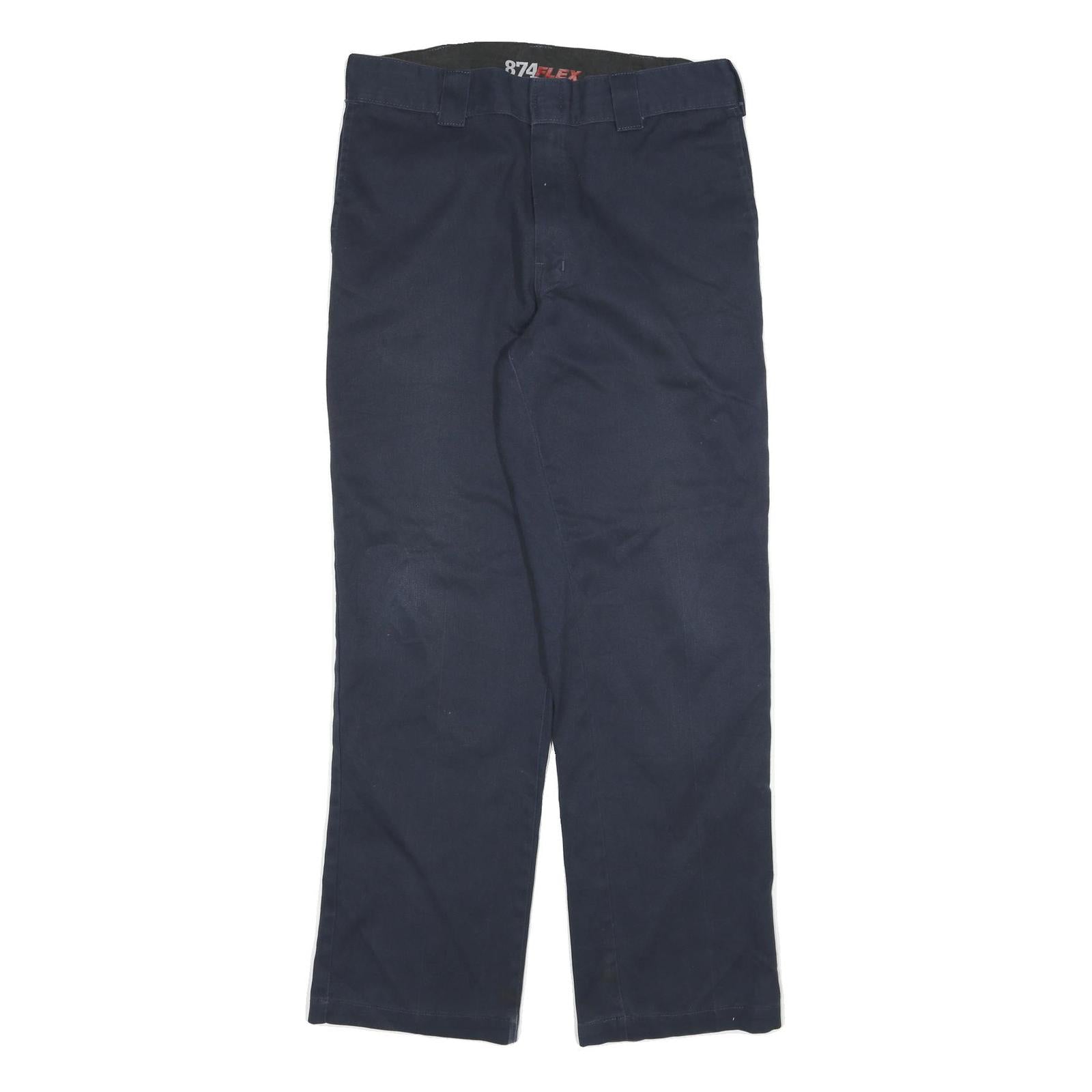 DICKIES Mens Cotton Blend Navy Regular Leg Trousers W32 L31 Zip Closure Workwear Refurbished - N/A refurbished available on Cerqular