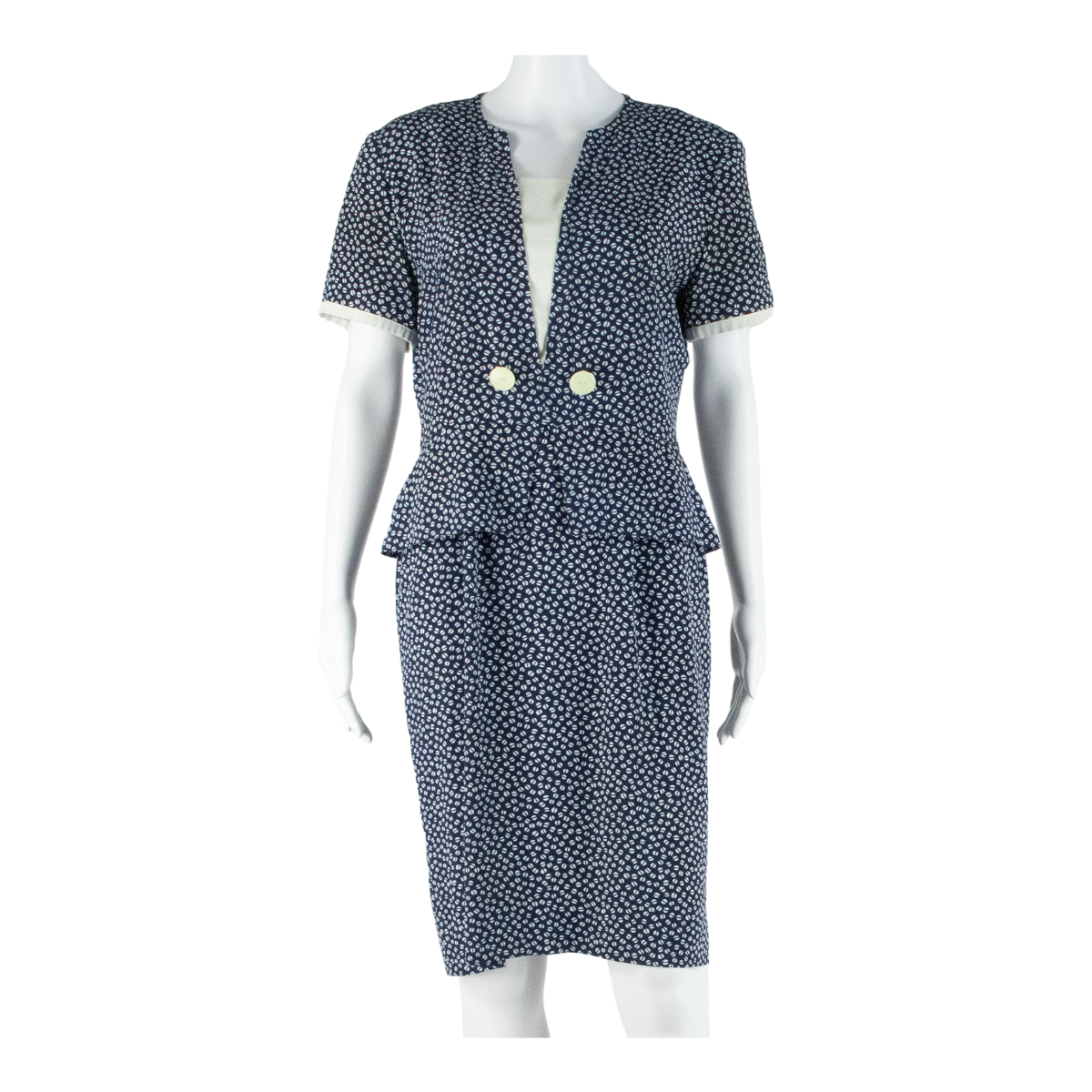 JEAN BAILEY Womens Pencil Dress Blue Spotted Short Sleeve Knee Length S Refurbished - N/A refurbished available on Cerqular