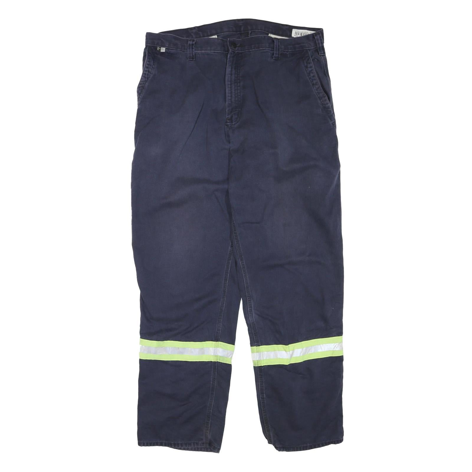CARHARTT Mens Cotton Blend Navy Blue Reflective Regular Straight Trousers W38 Refurbished - N/A refurbished available on Cerqular