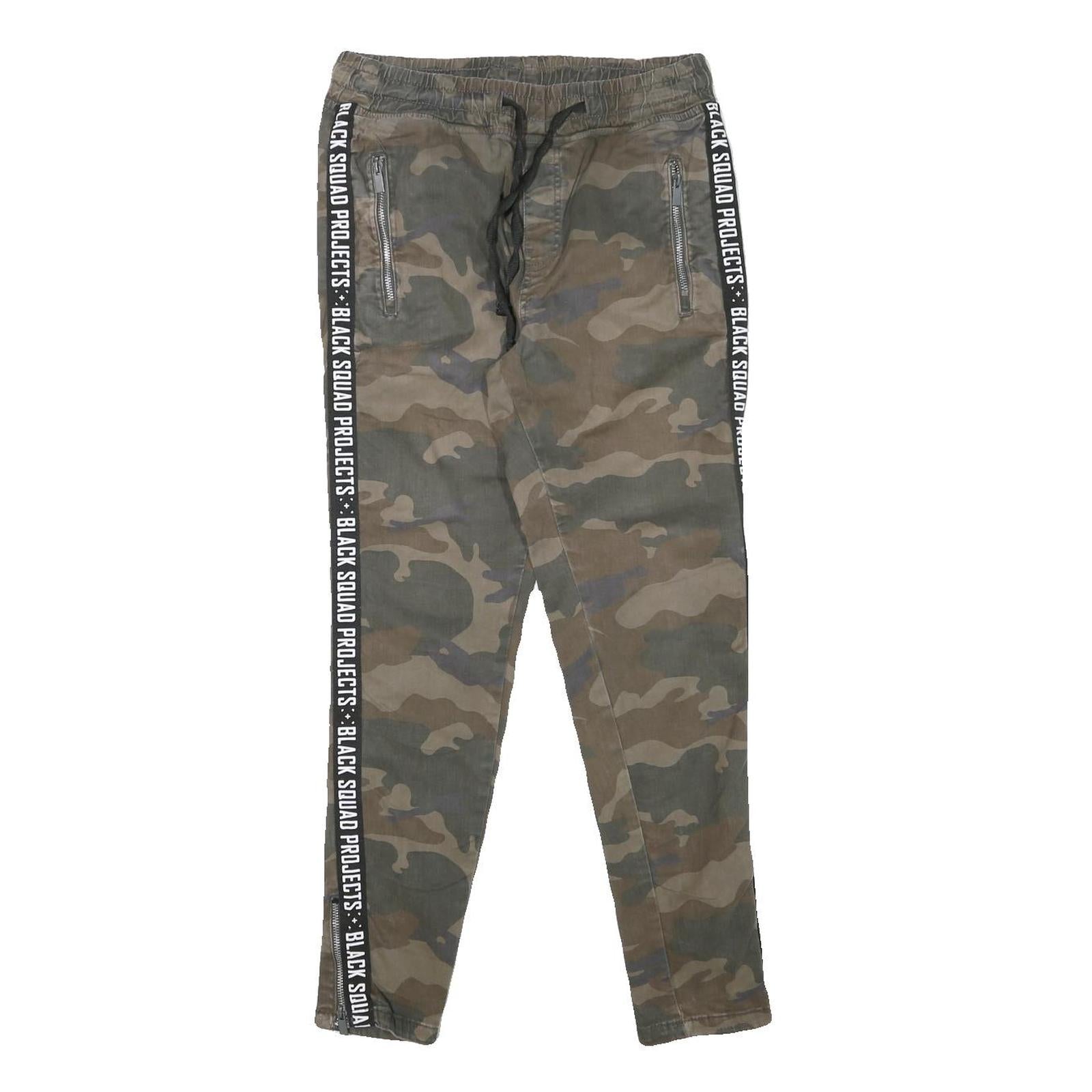 BLACK SQAUD Womens Cotton Blend Slim Fit Camouflage Trousers W28 L28 Drawstring Refurbished - N/A refurbished available on Cerqular