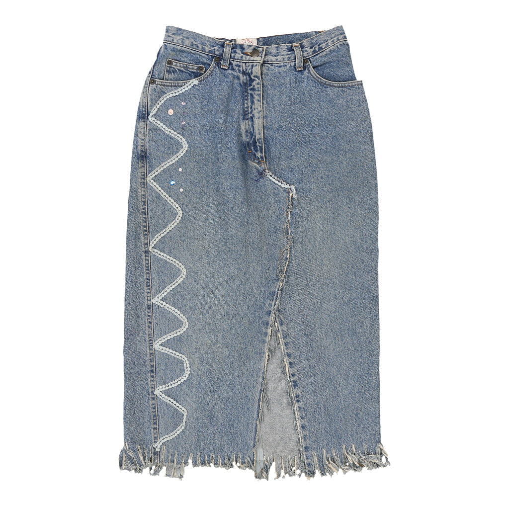 Bear'S Bazaar Midi Skirt - 28W UK 8 Blue Cotton | Size: UK 8 Refurbished - N/A (Preloved Designer is not a specific brand, it refurbished available on Cerqular