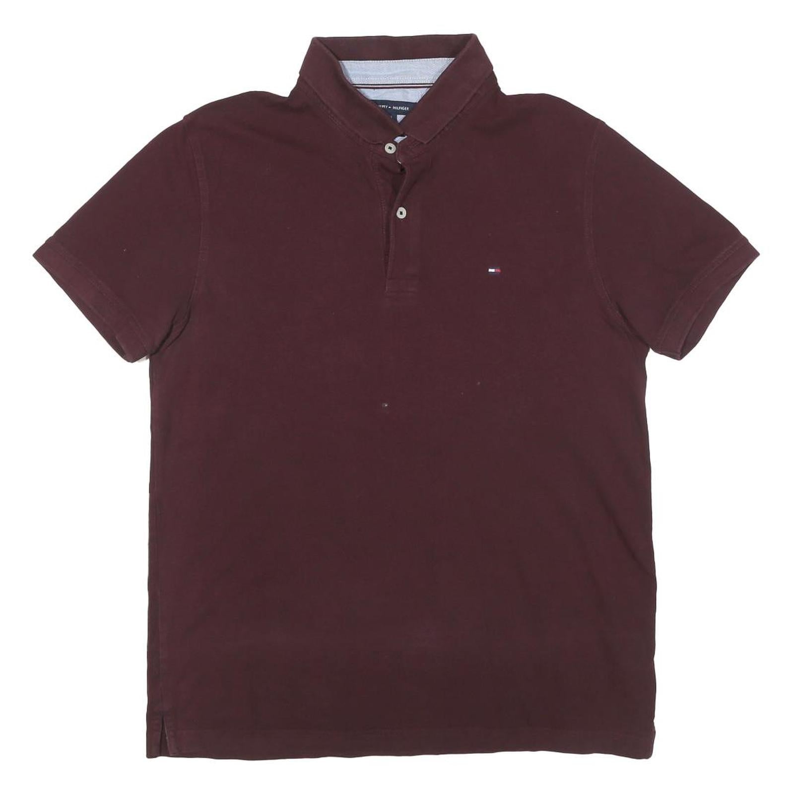 TOMMY HILFIGER Mens Maroon Short Sleeve Polo Shirt S Basic Cotton Blend Refurbished - N/A refurbished available on Cerqular