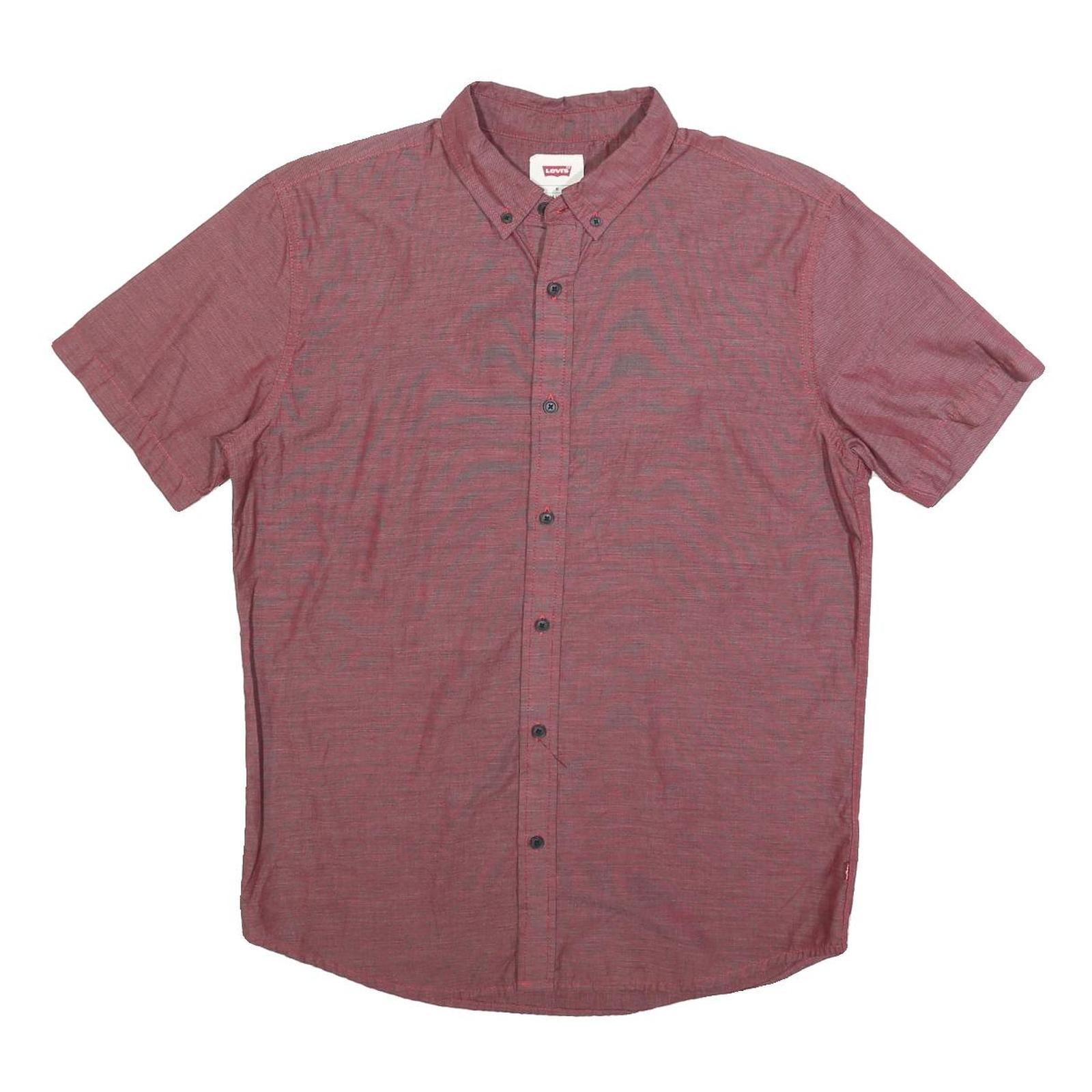 LEVI'S Mens Red Plain Cotton Blend Shirt M Button-Down Collar Short Sleeve Refurbished - N/A refurbished available on Cerqular