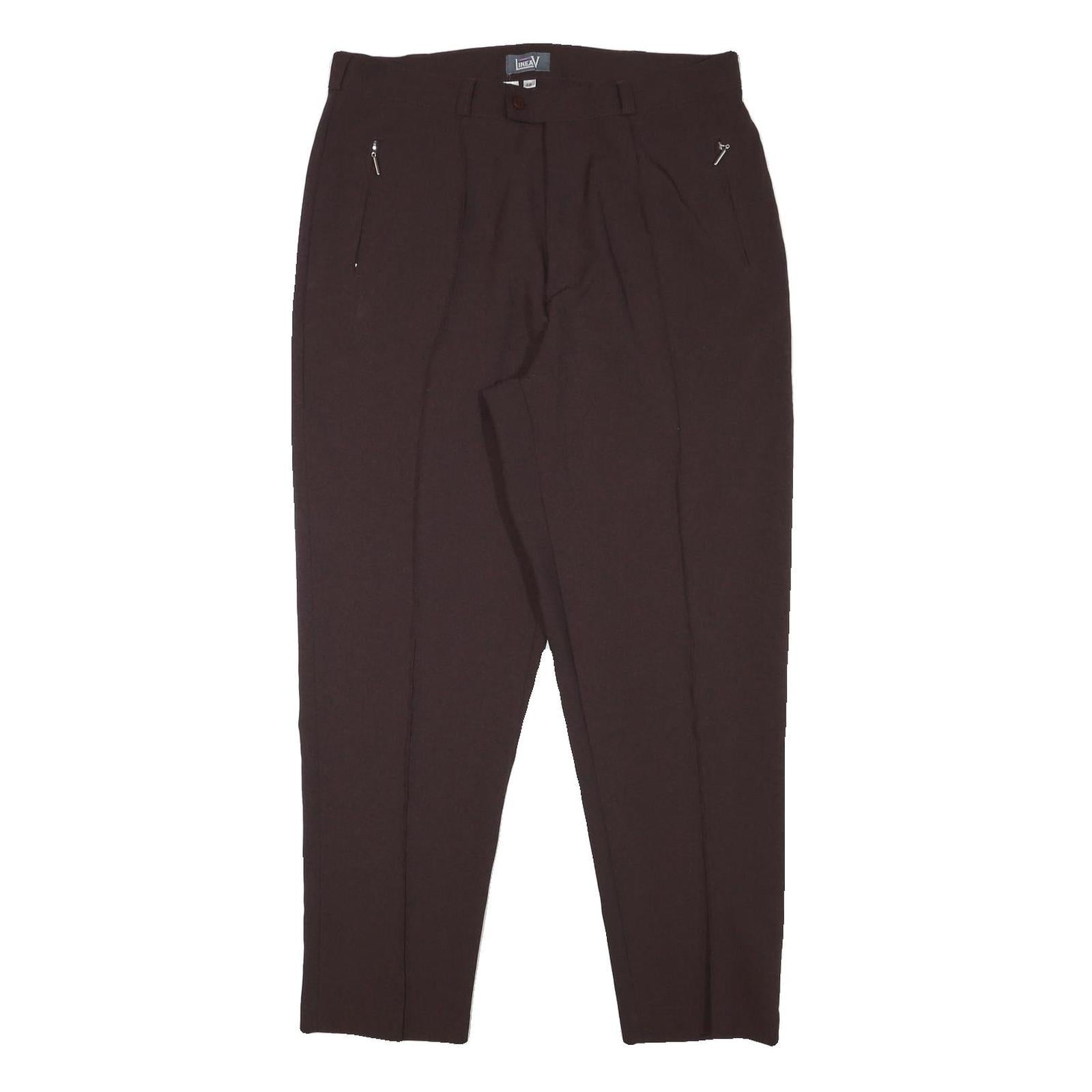LINEAV Womens Relaxed Brown Polyester Blend Trousers W34 L28 Zip Closure Refurbished - N/A refurbished available on Cerqular