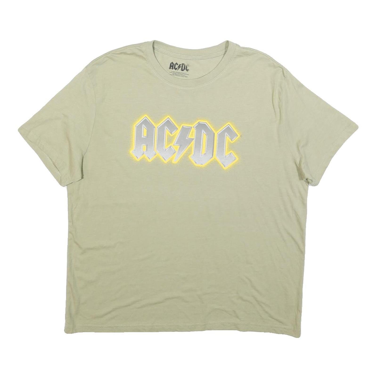 ACDC Womens Beige Graphic T-Shirt L Short Sleeve Crew Neck Cotton Blend Band Tee Refurbished - N/A refurbished available on Cerqular