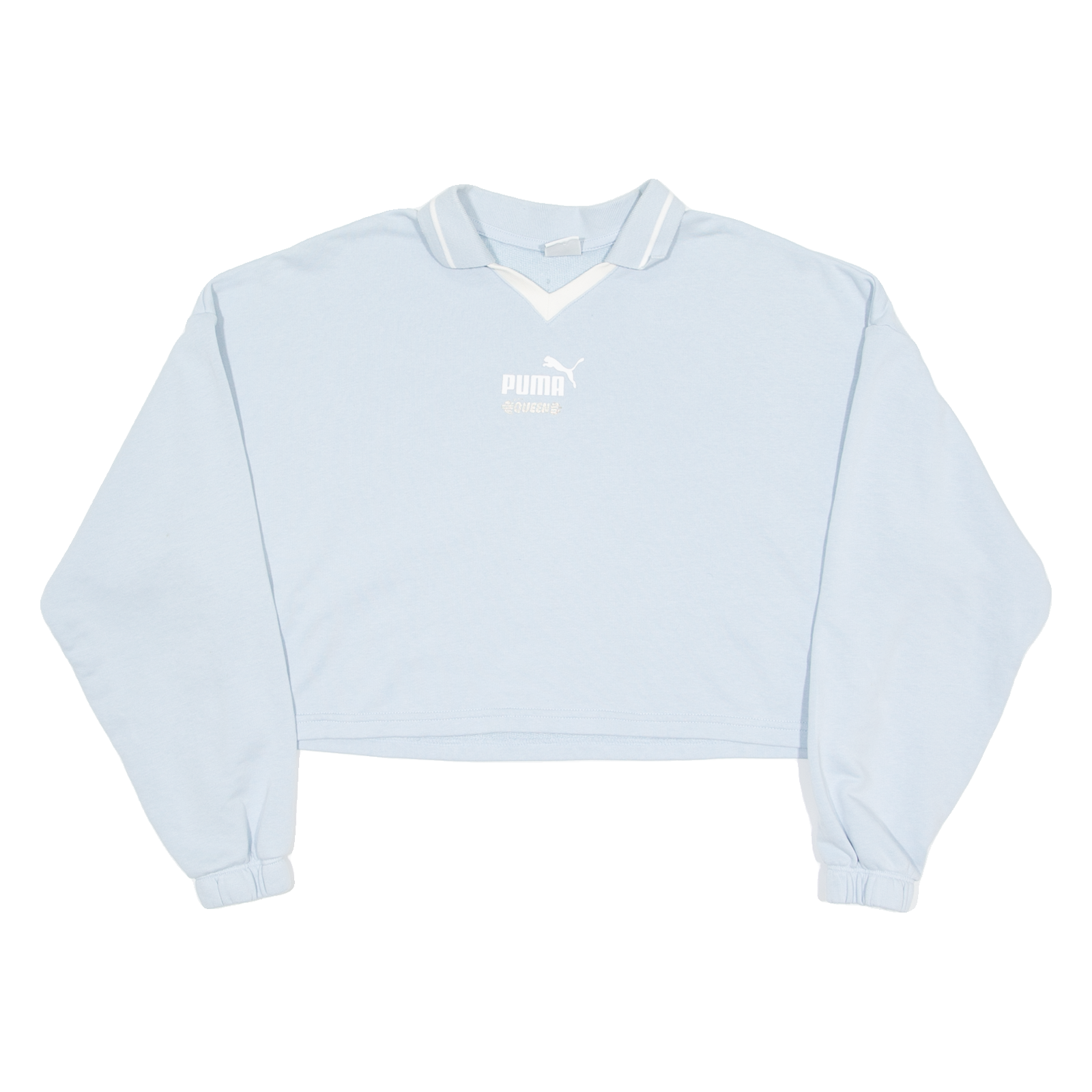PUMA Cropped Womens Sweatshirt Blue Collared XS Refurbished - N/A refurbished available on Cerqular