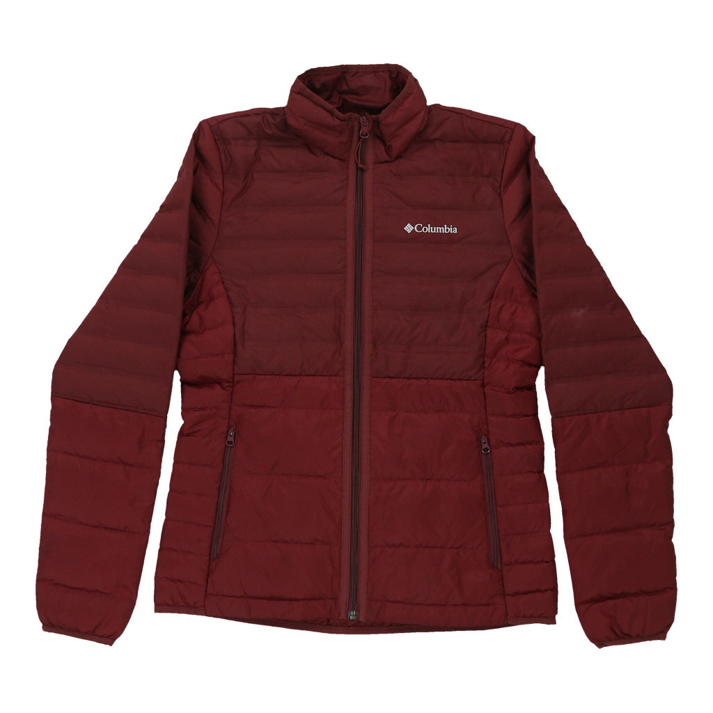 Columbia Puffer - Small Burgundy Polyester Blend Refurbished - Thrifted (note: this is a term often used to describe second- refurbished available on Cerqular