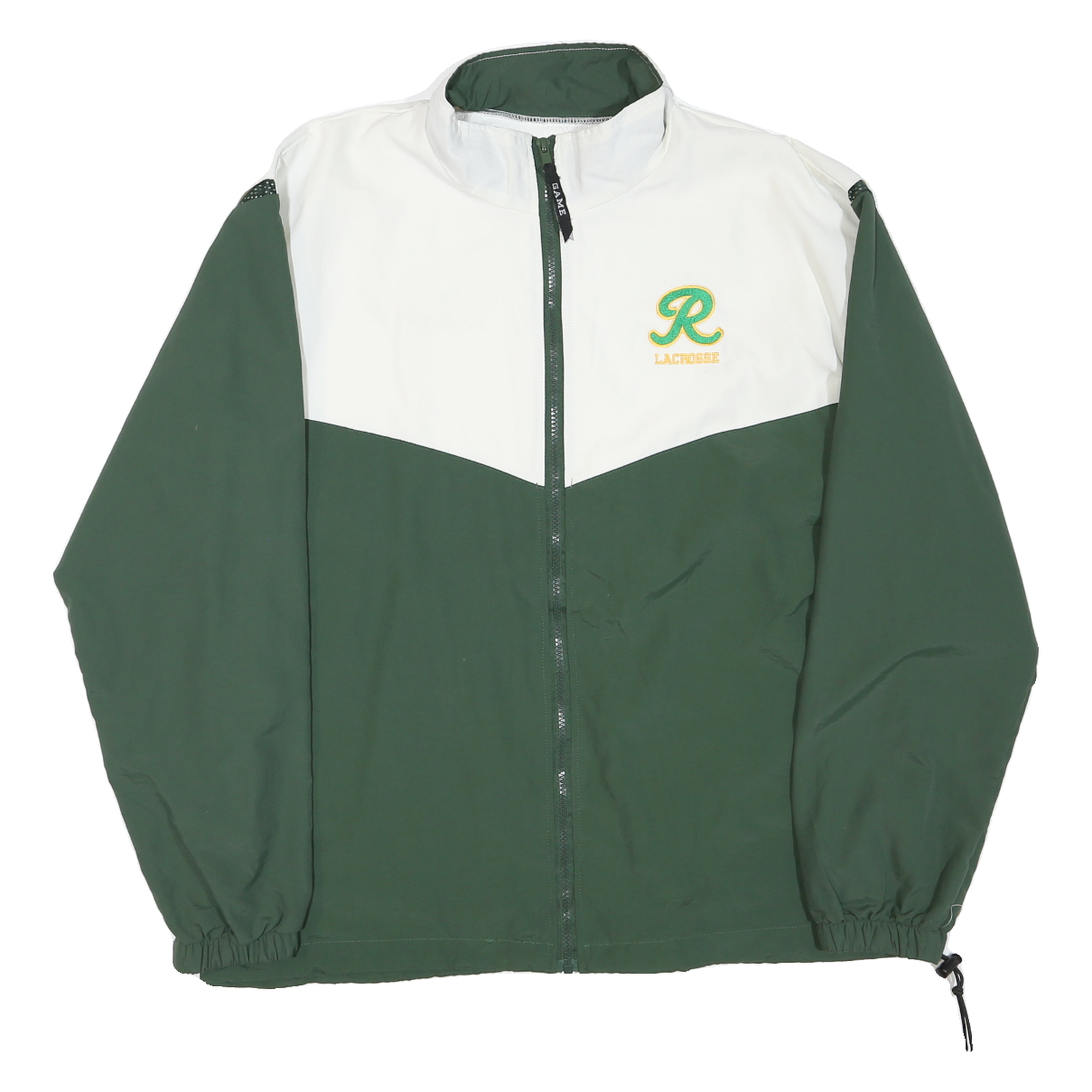 GAME Mens Green & White Roosevelt Lacrosse Track Jacket M Polyester Blend Zip Refurbished - N/A refurbished available on Cerqular