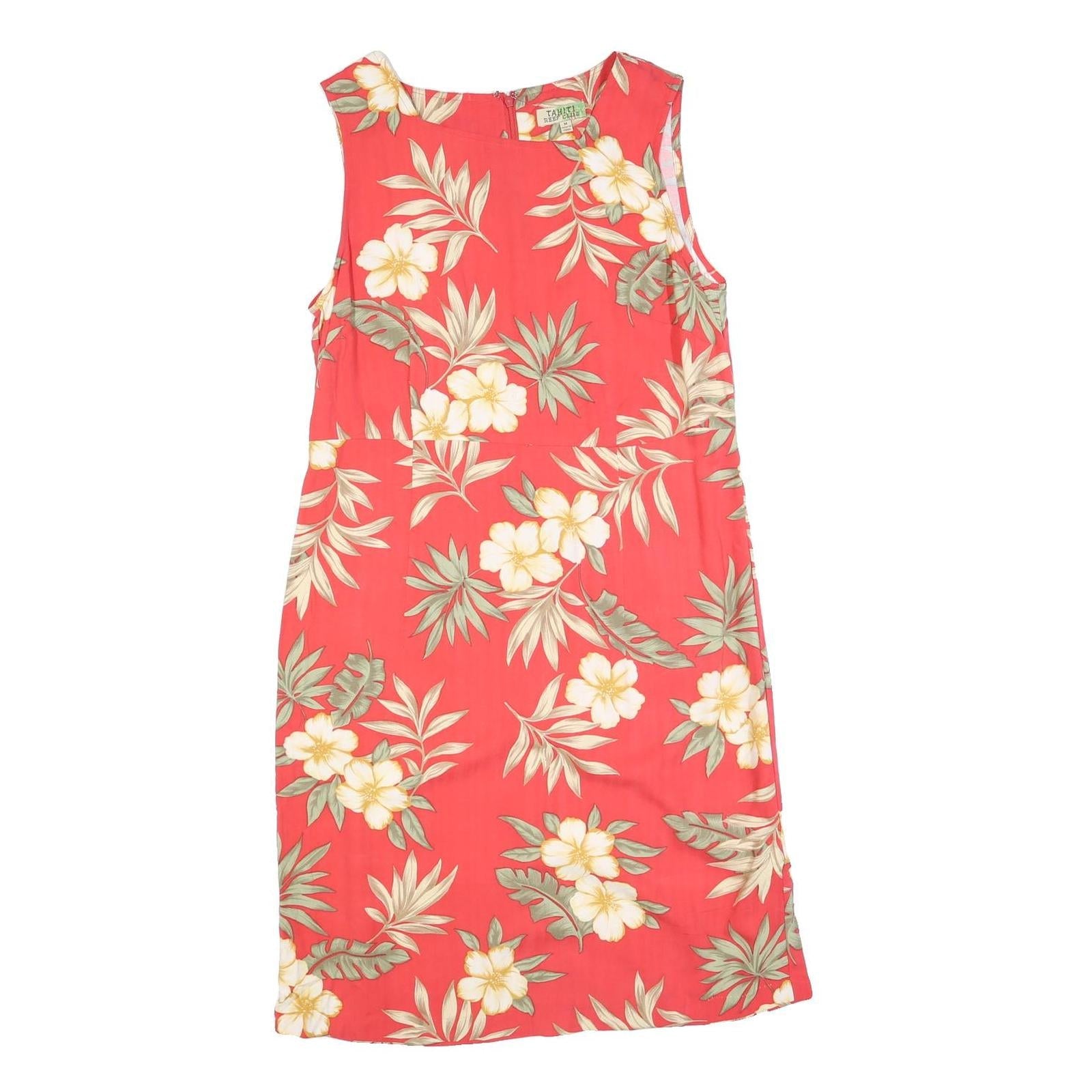 TAHITI Womens Red Floral Cotton Blend Sleeveless Day Dress M Summer Beachwear Refurbished - N/A refurbished available on Cerqular