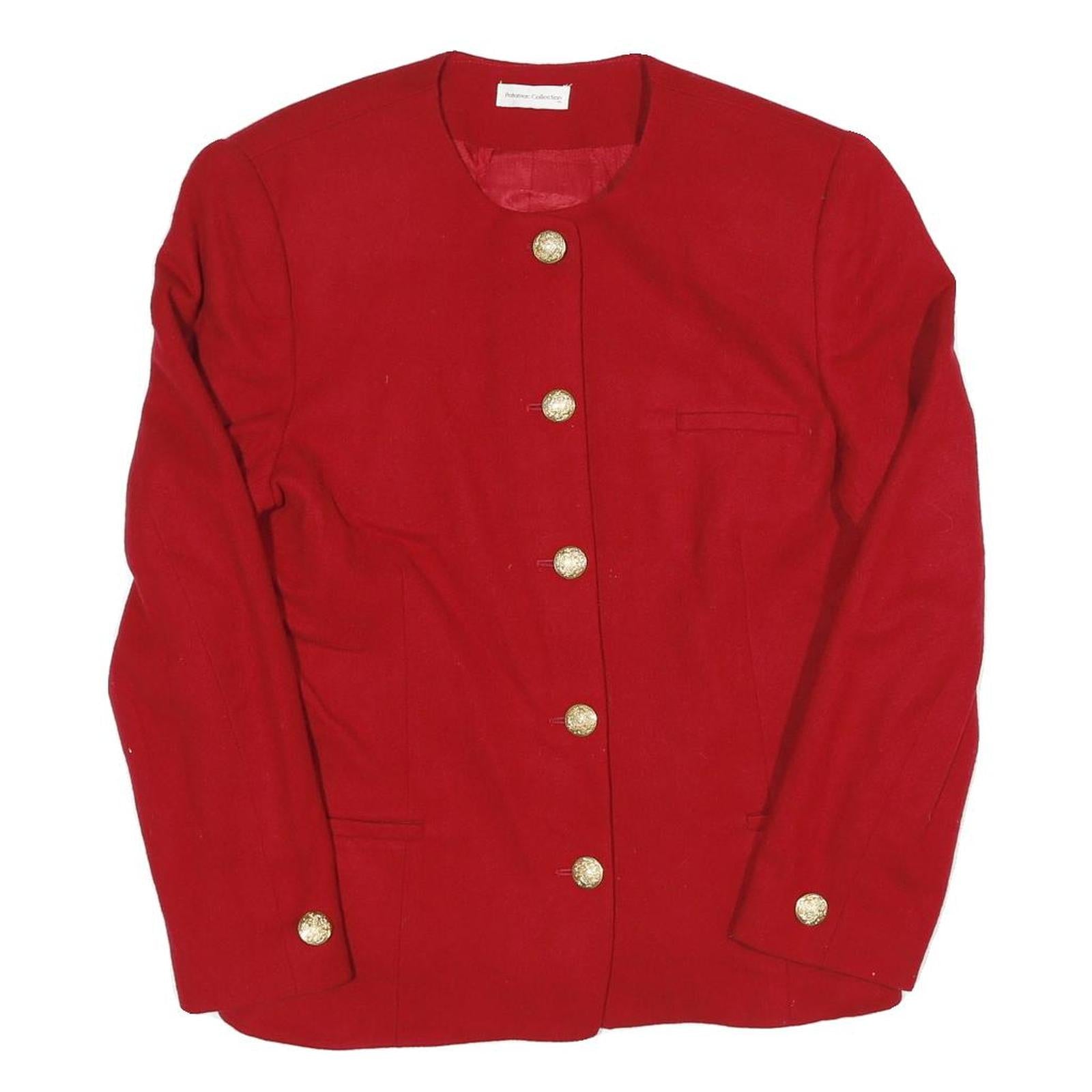 Womens Red Button Cotton Blend Classic Jacket M Plain Elegant Timeless Outerwear Refurbished - N/A refurbished available on Cerqular