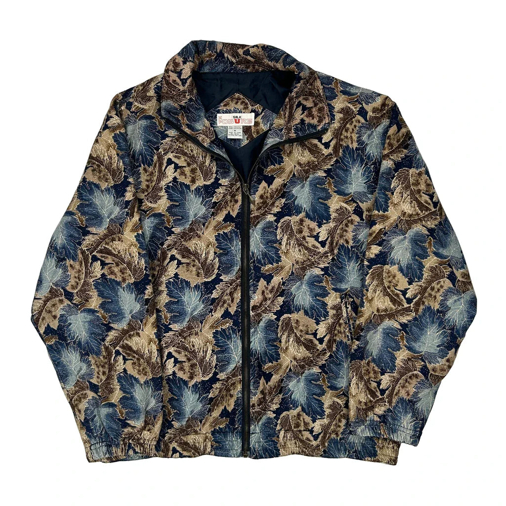 1980'S X Posure Floral Shell Jacket - Medium Multicoloured Silk Refurbished - Thrifted (note: this is a term often used to describe second- refurbished available on Cerqular