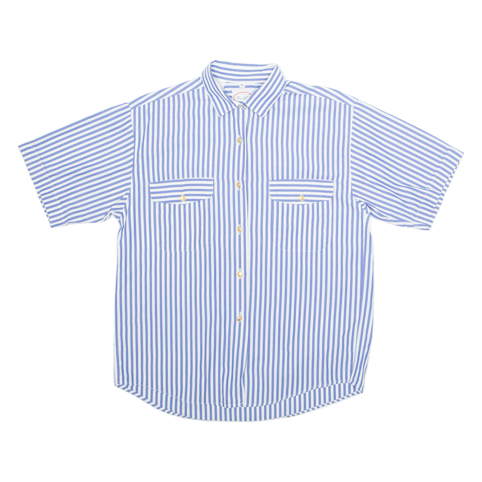 OLIVER GRANT Womens Printed Shirt Blue Collared Pinstripe M Refurbished - N/A refurbished available on Cerqular