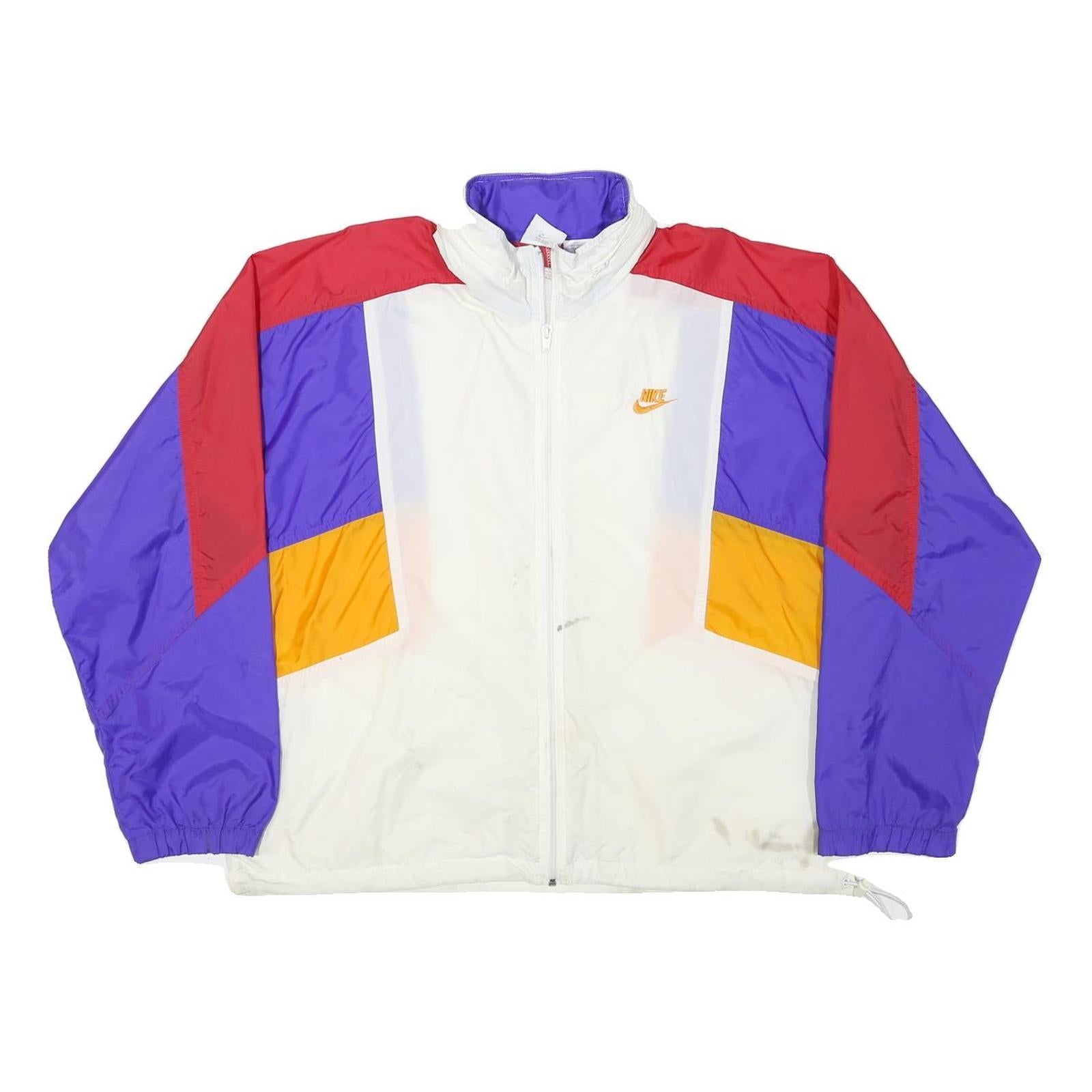 NIKE Mens White & Purple Colourblock Jacket M Polyester Blend Zip Athletic Refurbished - N/A refurbished available on Cerqular