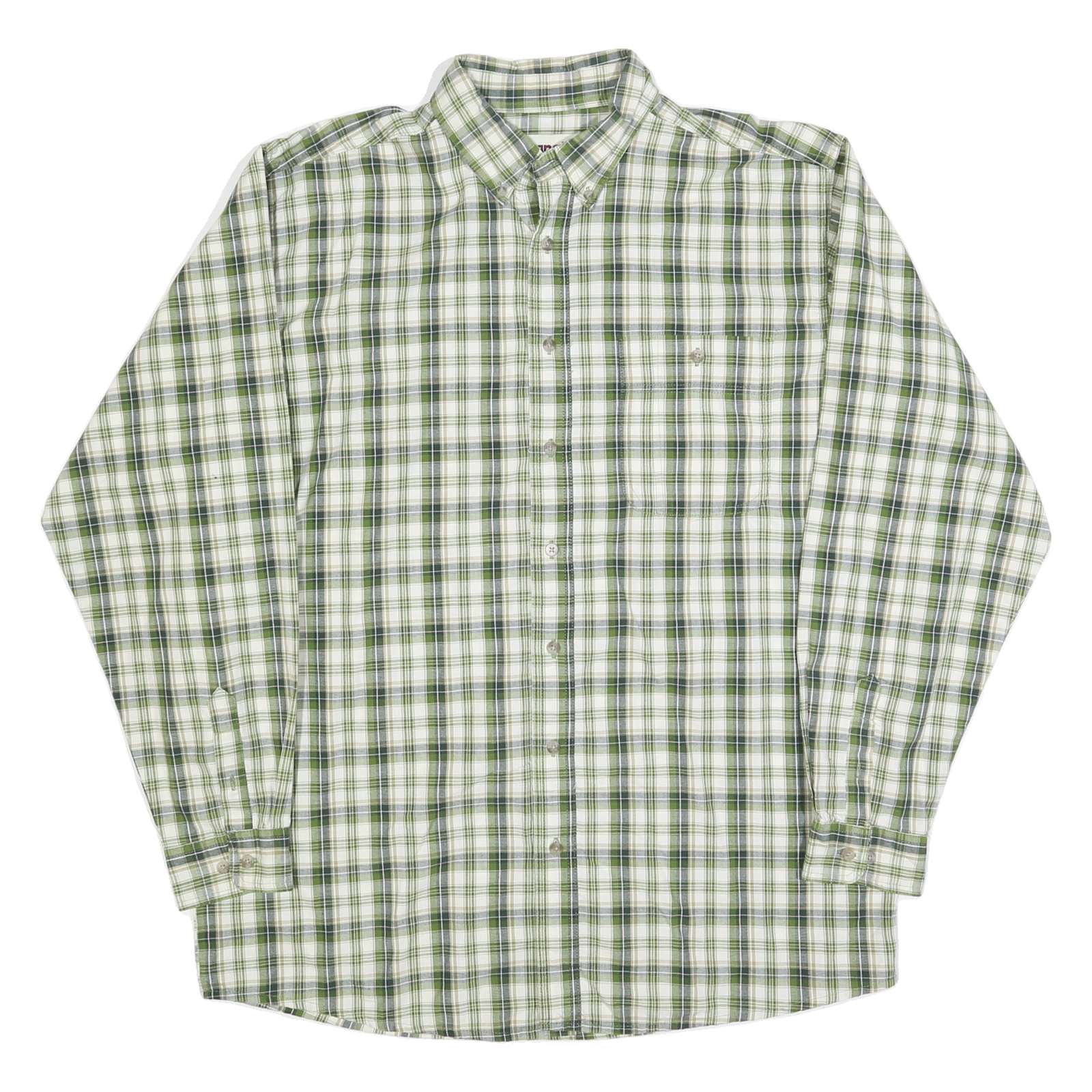 WRANGLER Mens Green & White Check Shirt XL Long Sleeve Cotton Comfortable Casual Refurbished - N/A refurbished available on Cerqular