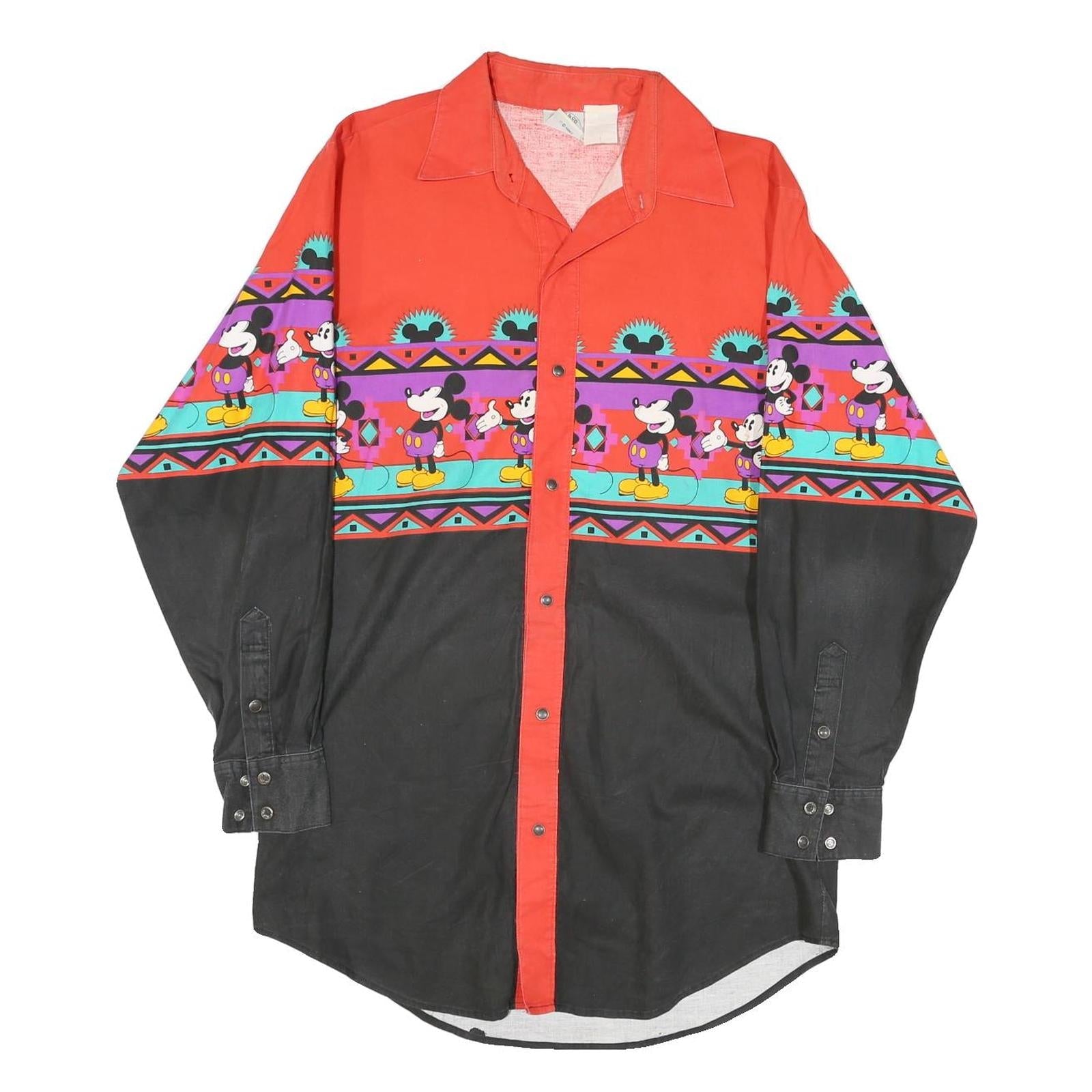 MICKEY & CO Mens Red & Black Cotton Blend Shirt M Vintage Cartoon Long Sleeve Refurbished - N/A refurbished available on Cerqular