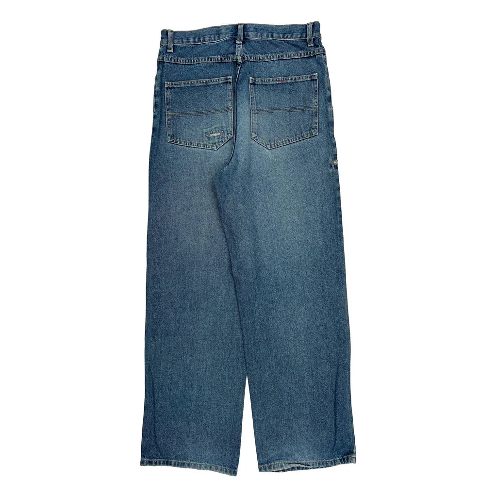 Hawk Wide Leg Jeans - 30W 31L Blue Denim Refurbished - Thrifted (note: this is a term often used to describe second- refurbished available on Cerqular