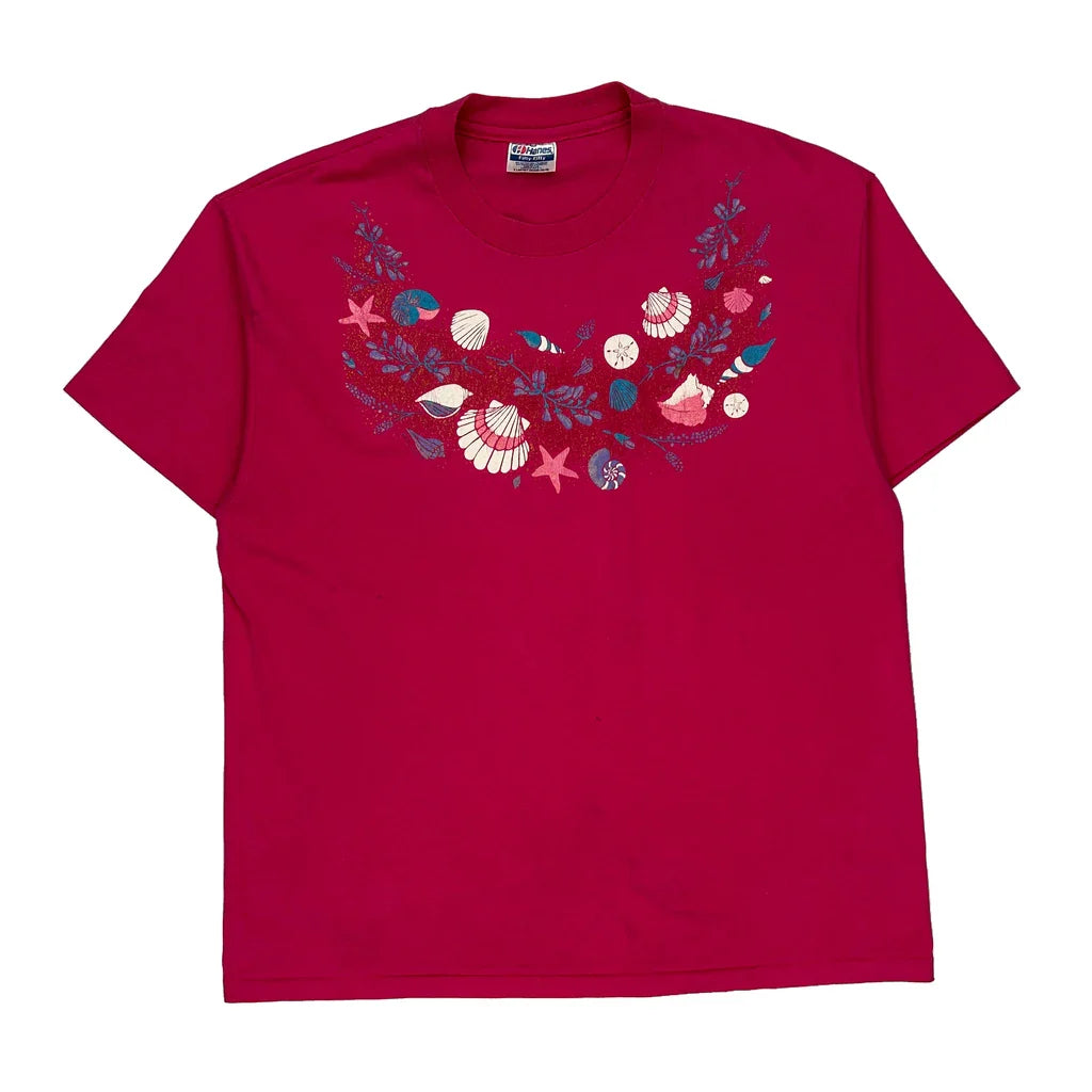Hanes Single Stitch T-Shirt - XL Red Cotton Blend Refurbished - Thrifted (note: this is a term often used to describe second- refurbished available on Cerqular
