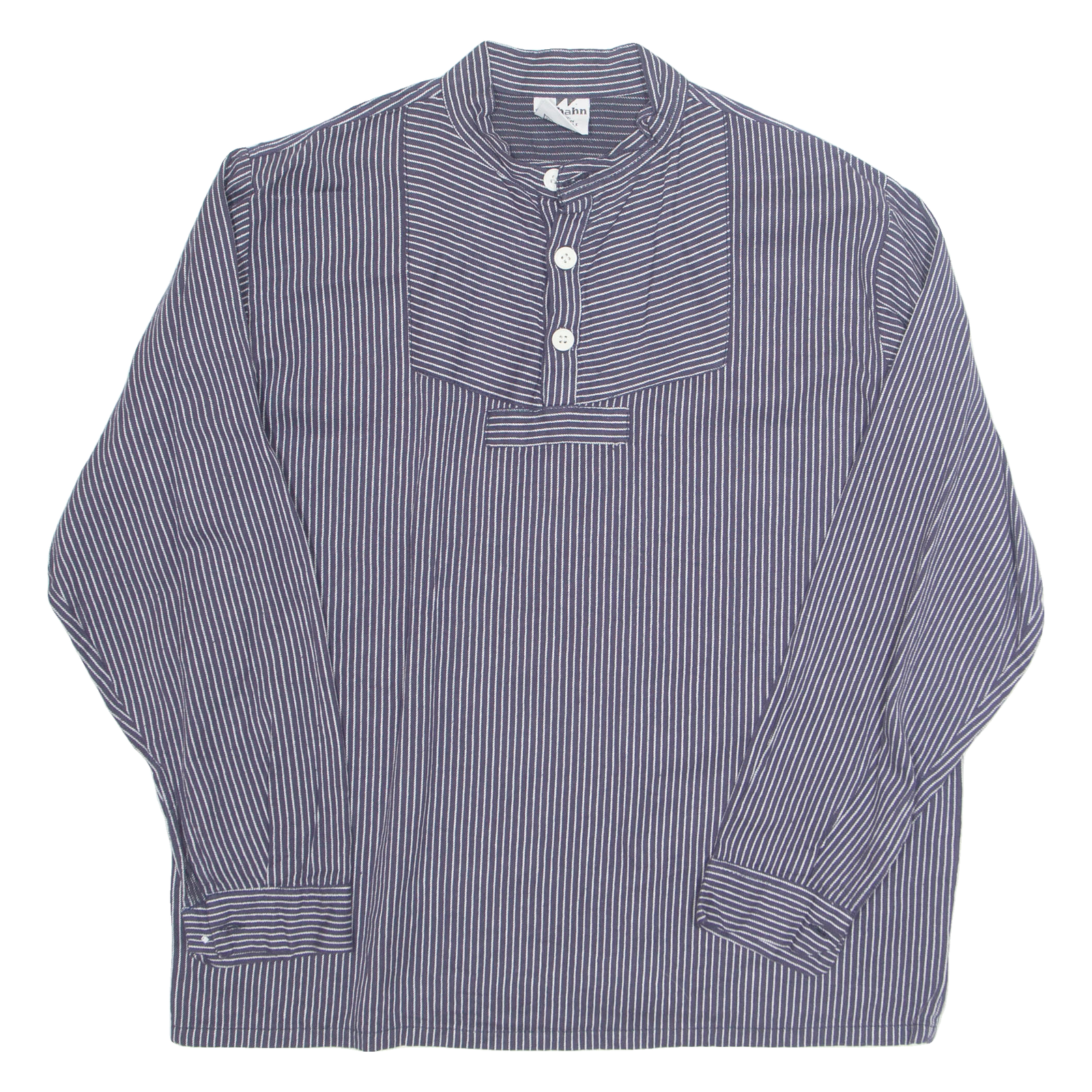 WILKHAHN Womens Printed Top Blue Button Neck Long Sleeve Striped L Refurbished - N/A refurbished available on Cerqular