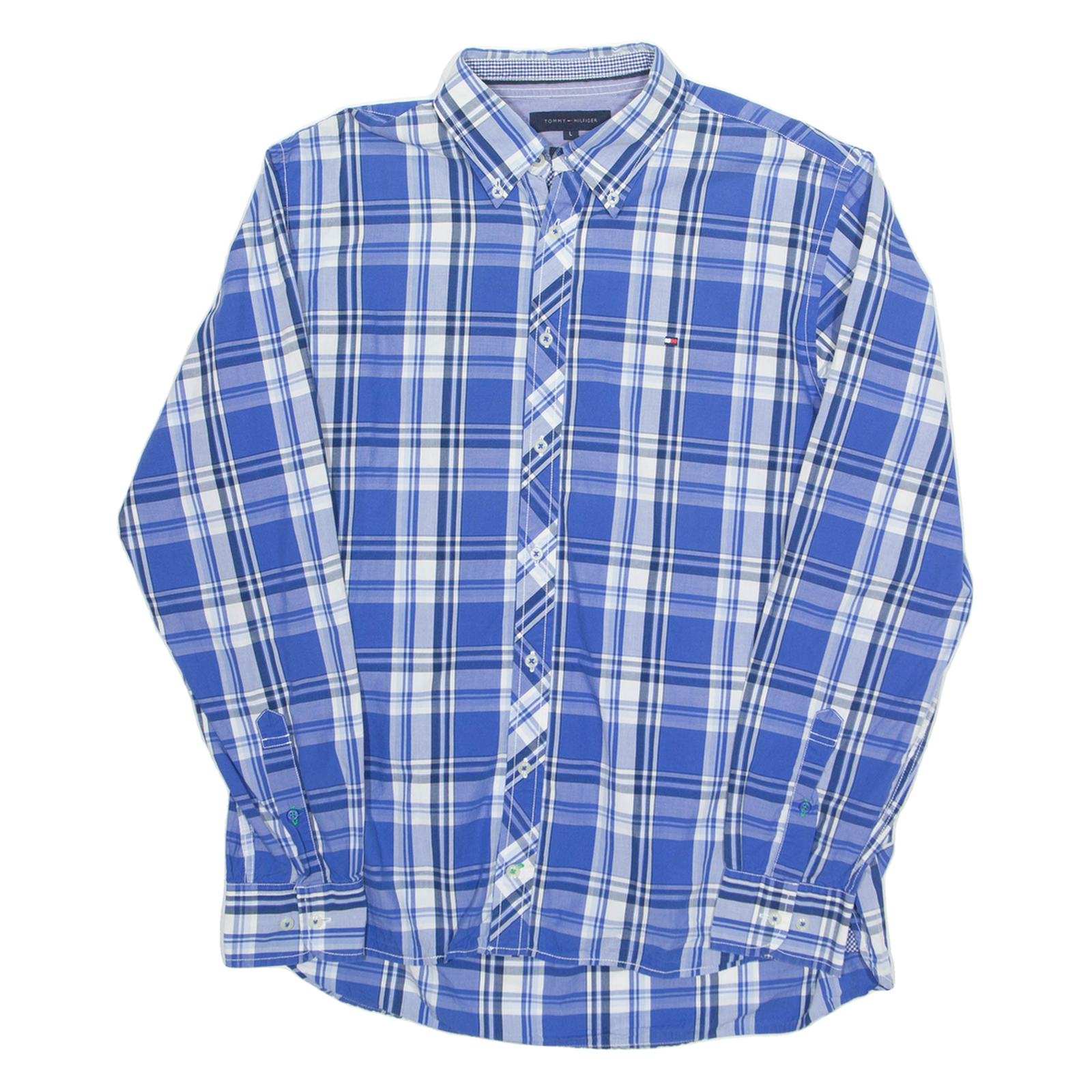 TOMMY HILFIGER Mens Shirt Blue Check Long Sleeve L Refurbished - N/A refurbished available on Cerqular