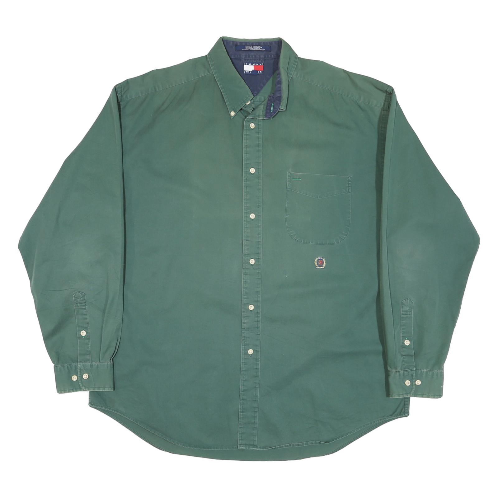 TOMMY HILFIGER Mens Green Cotton Blend Shirt XL Classic Button Down Casual Refurbished - N/A refurbished available on Cerqular