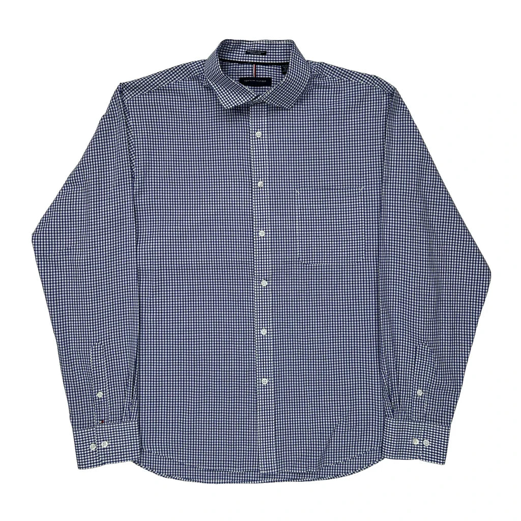 Tommy Hilfiger Shirt - XL Blue Cotton Refurbished - Thrifted (note: this is a term often used to describe second- refurbished available on Cerqular