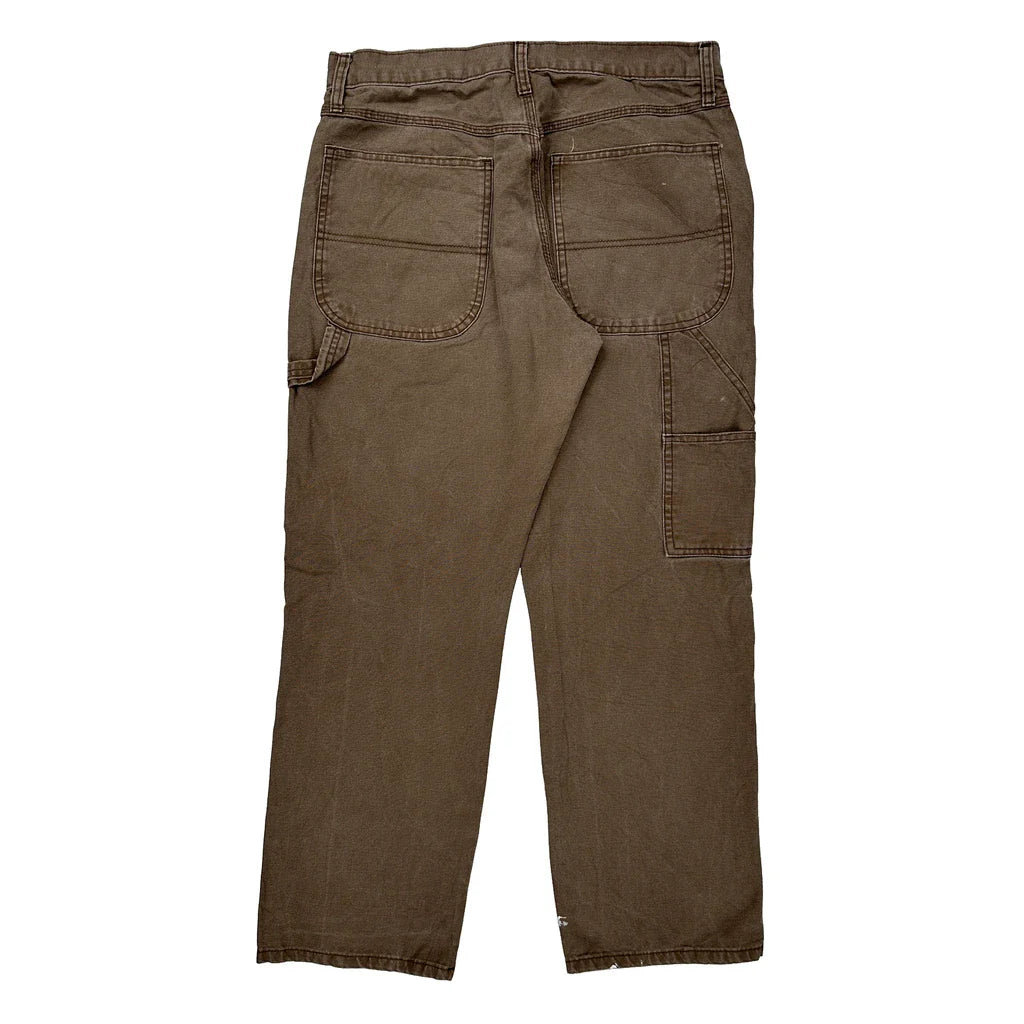 Wrangler Carpenter Trousers - 32W 30L Brown Cotton Refurbished - Thrifted (note: this is a term often used to describe second- refurbished available on Cerqular
