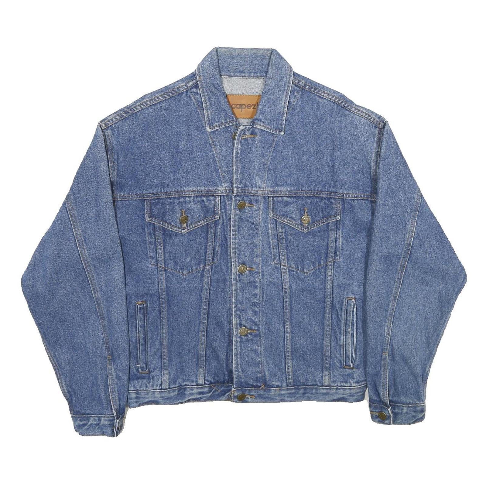 CAPEZIO Mens Blue Denim Jacket S Cotton Button Front Plain Classic Style Refurbished - N/A refurbished available on Cerqular