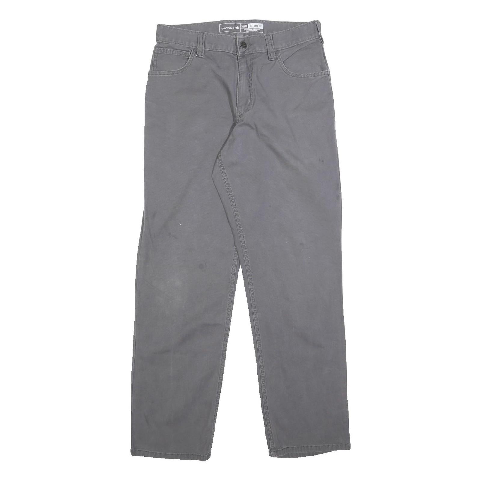 CARHARTT Mens Relaxed Grey Cotton Blend Trousers W30 L29 Workwear Casual Zip Refurbished - N/A refurbished available on Cerqular