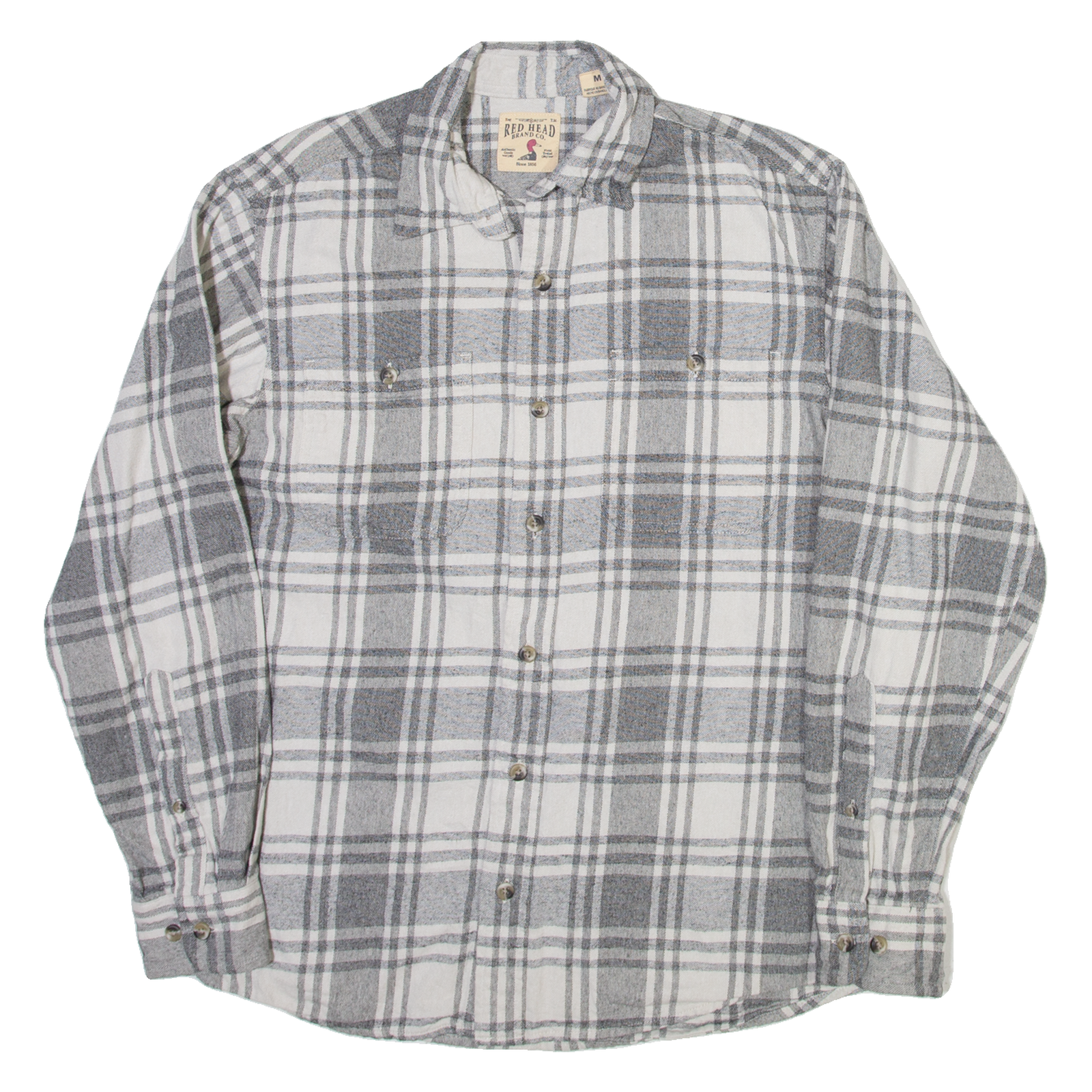 REDHEAD Mens Shirt Grey Check Long Sleeve M Refurbished - N/A refurbished available on Cerqular