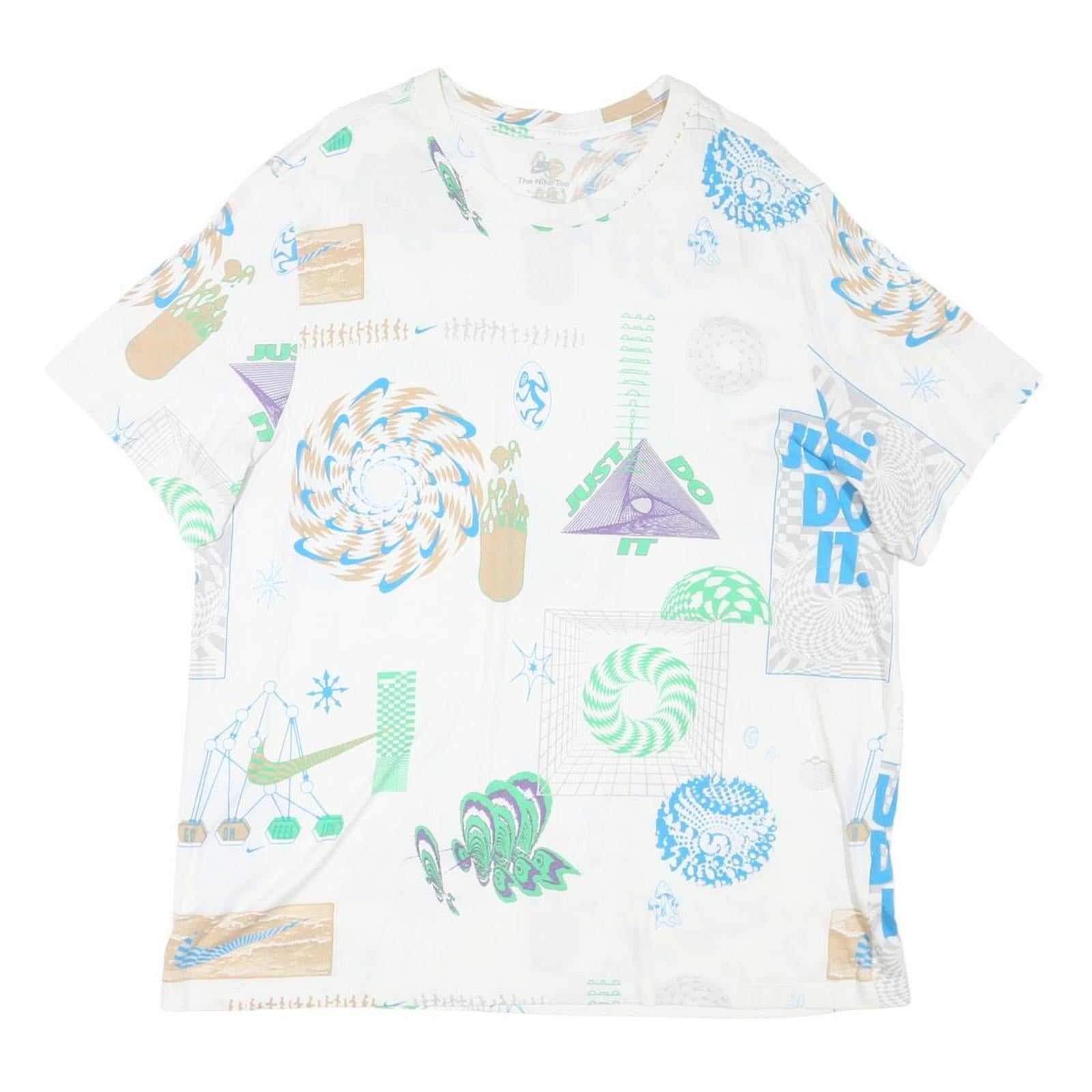 NIKE Mens White Cotton Blend Graphic T-Shirt 2XL Short Sleeve Crew Neck Refurbished - N/A refurbished available on Cerqular