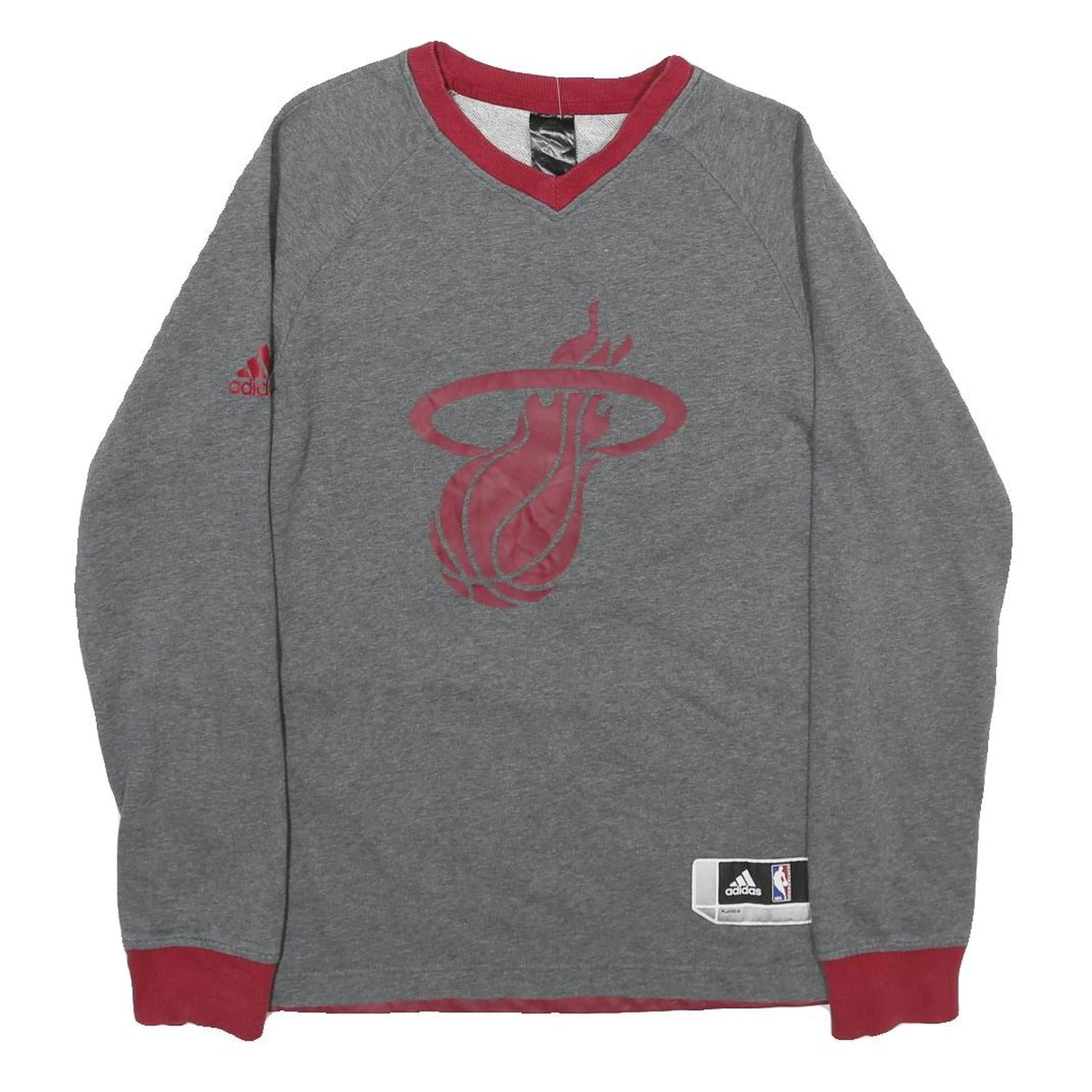 ADIDAS Mens Grey & Red Miami Heat V-Neck Sweatshirt S NBA Basketball Refurbished - N/A refurbished available on Cerqular