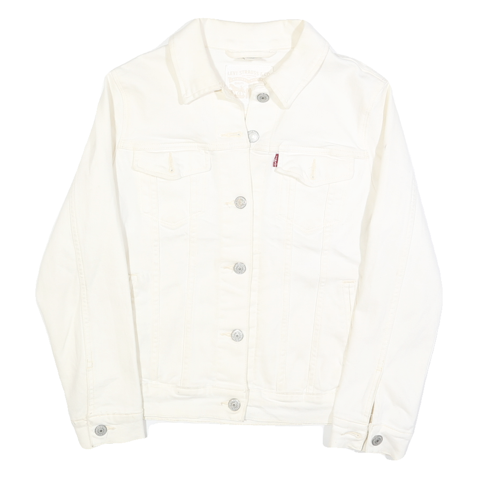 LEVI'S Womens White Cotton Jacket M Woven Button Closure Classic Fit Casual Refurbished - N/A refurbished available on Cerqular