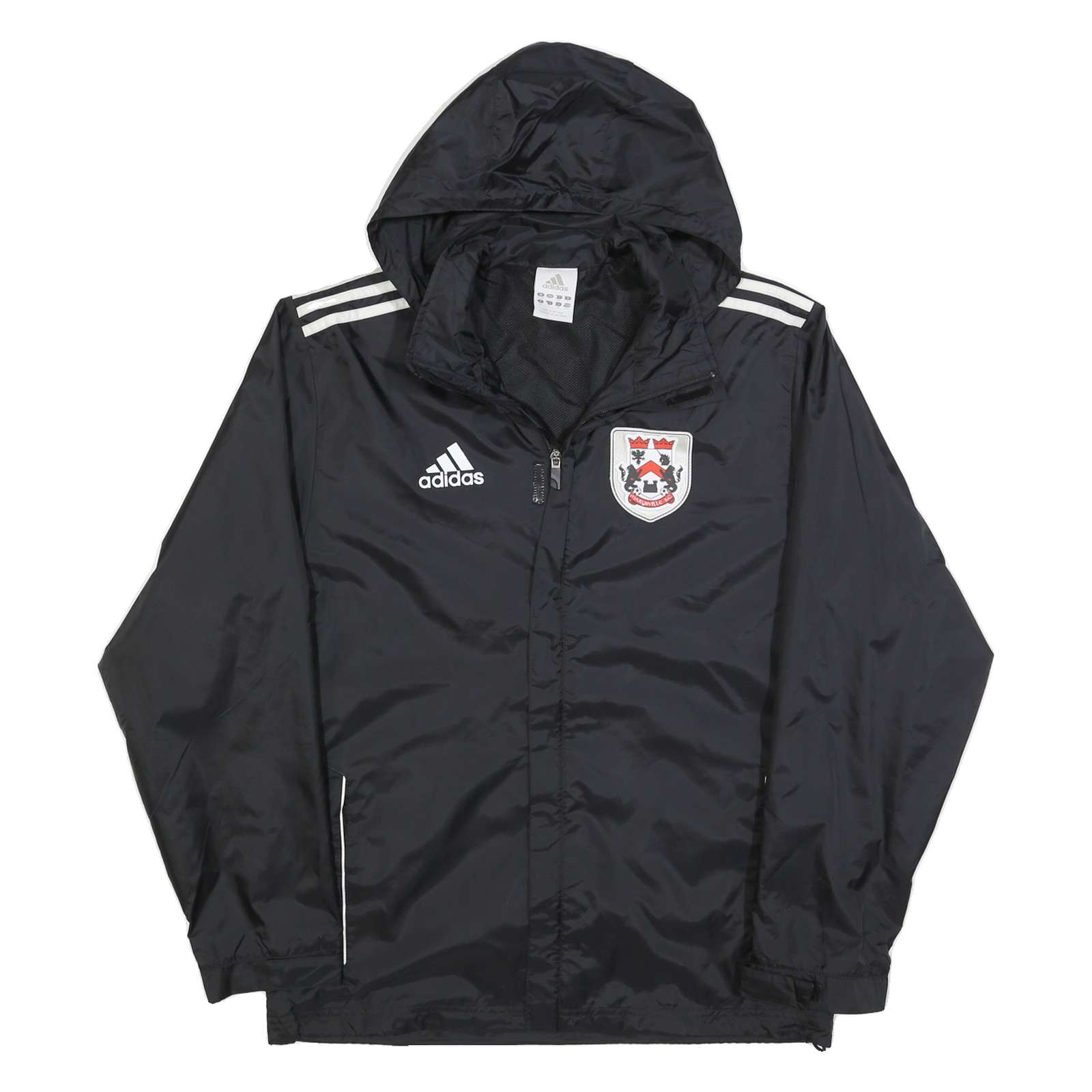 ADIDAS Mens Black White Crest Logo Lightweight Jacket S Polyester Zip Hooded Refurbished - N/A refurbished available on Cerqular