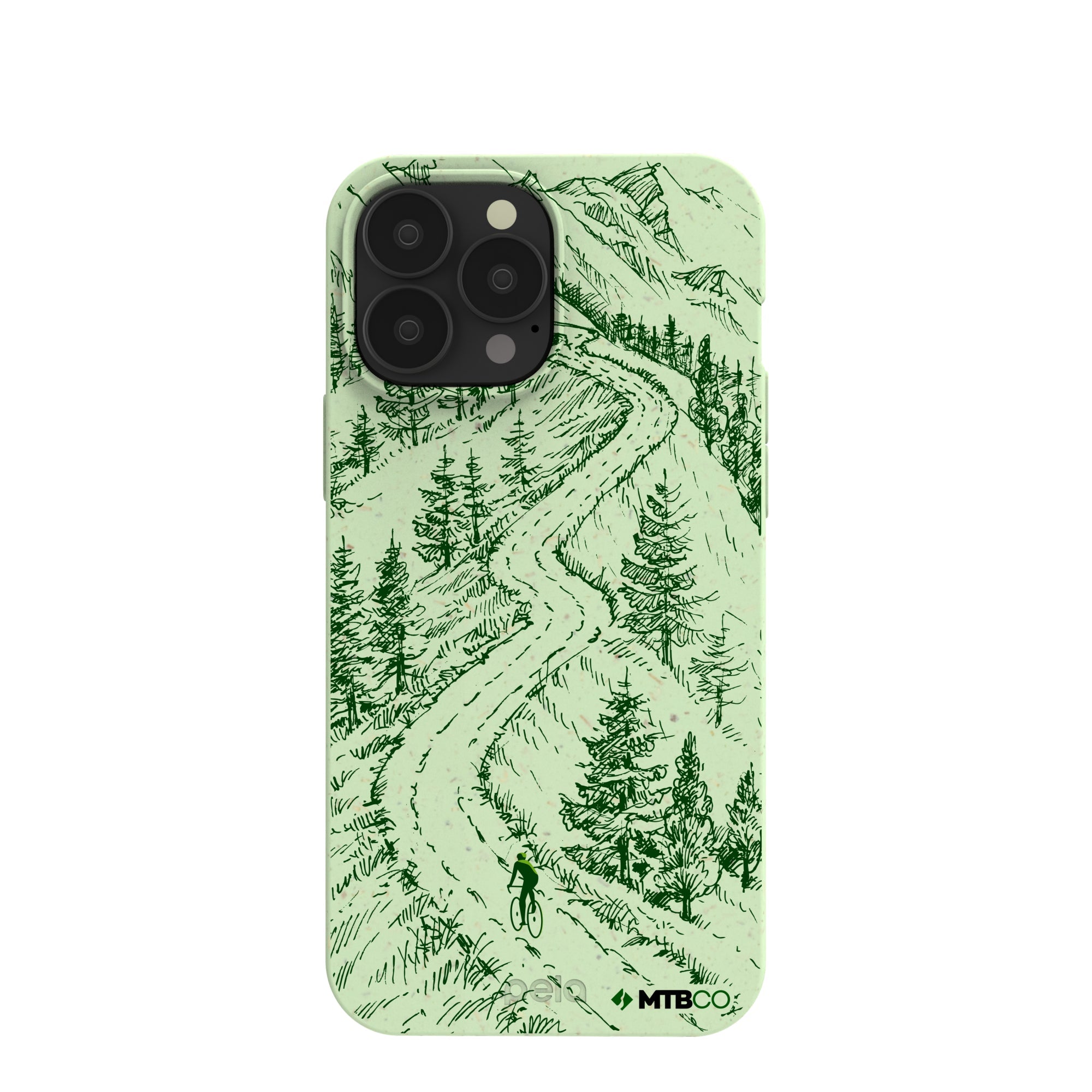 Sage Green Into the Mountains MTBCO iPhone 13 Pro Max Case Refurbished - Pela Case refurbished available on Cerqular
