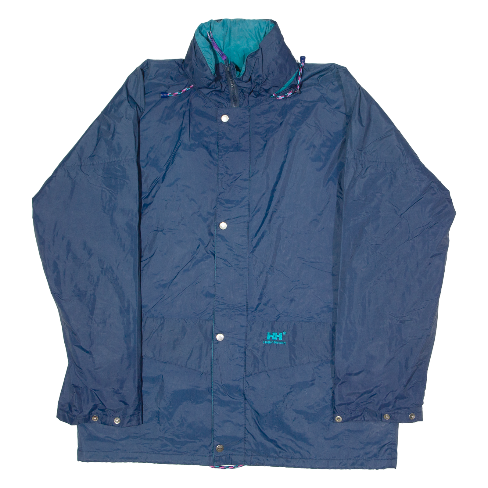 HELLY HANSEN Mens Rain Coat Blue 90s Hooded 2XL Refurbished - N/A refurbished available on Cerqular