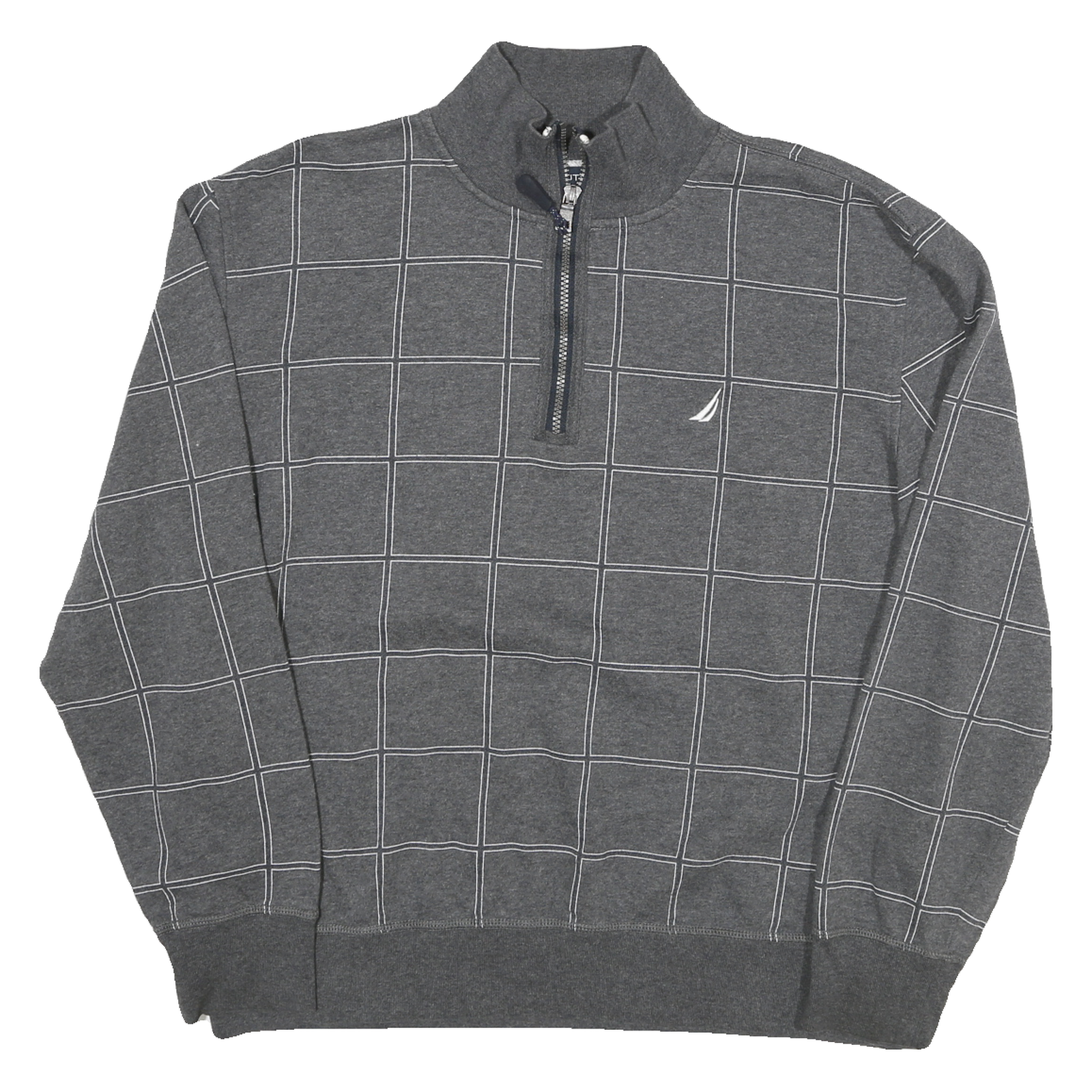 Buy NAUTICA Mens Grey Cotton Blend Check Sweatshirt L Quarter Zip Casual Refurbished - $31.19 NAUTICA Mens Grey Cotton Blend Check Sweatshirt L Quarter Zip Casual Refurbished - N/A refurbished available on Cerqular
