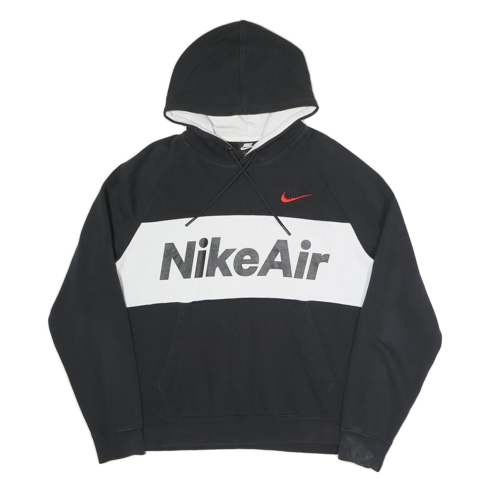 NIKE Womens Black & White Nike Air Pullover Hoodie L Cotton Blend Refurbished - N/A refurbished available on Cerqular