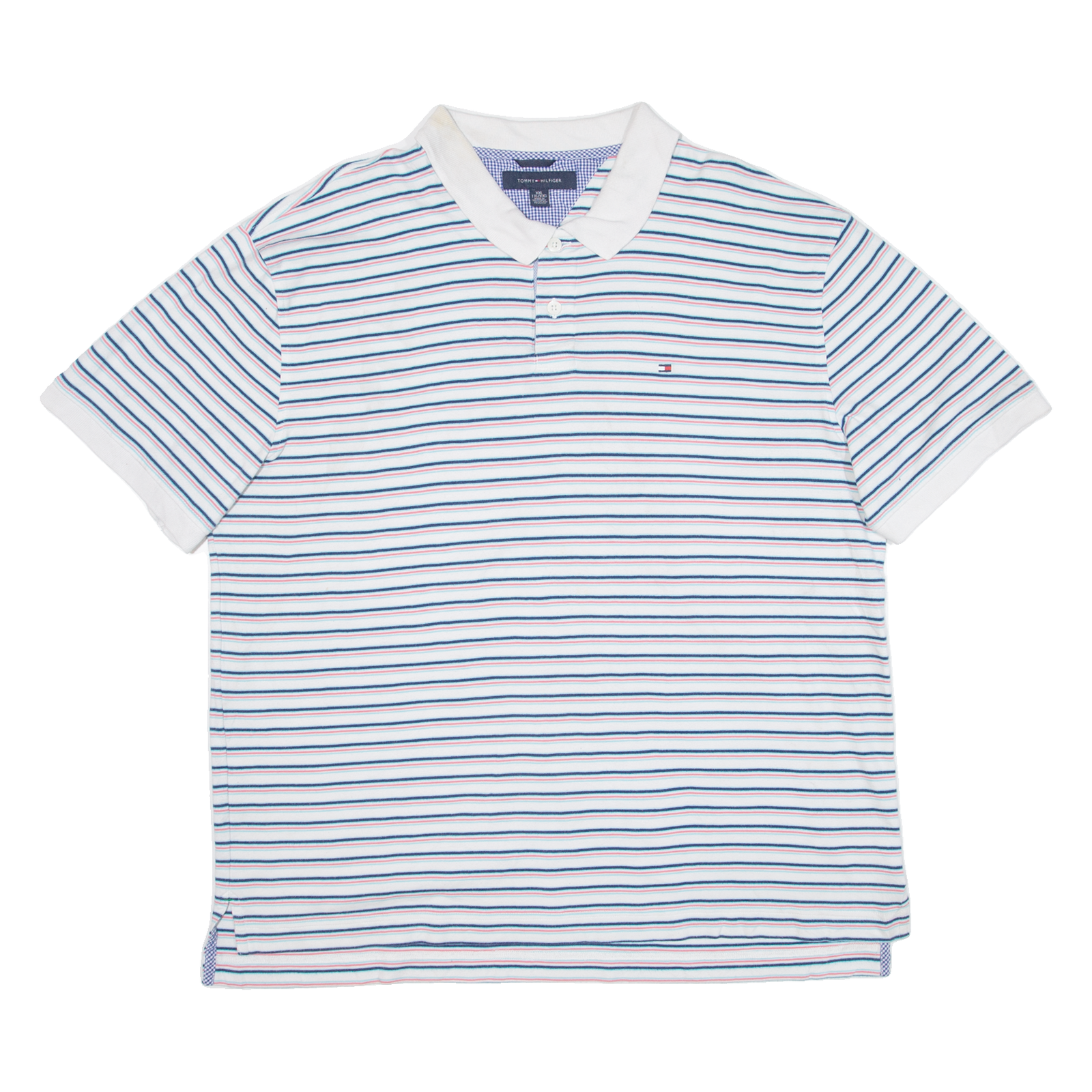 TOMMY HILFIGER Mens Polo Shirt Pink Striped 2XL Refurbished - N/A refurbished available on Cerqular