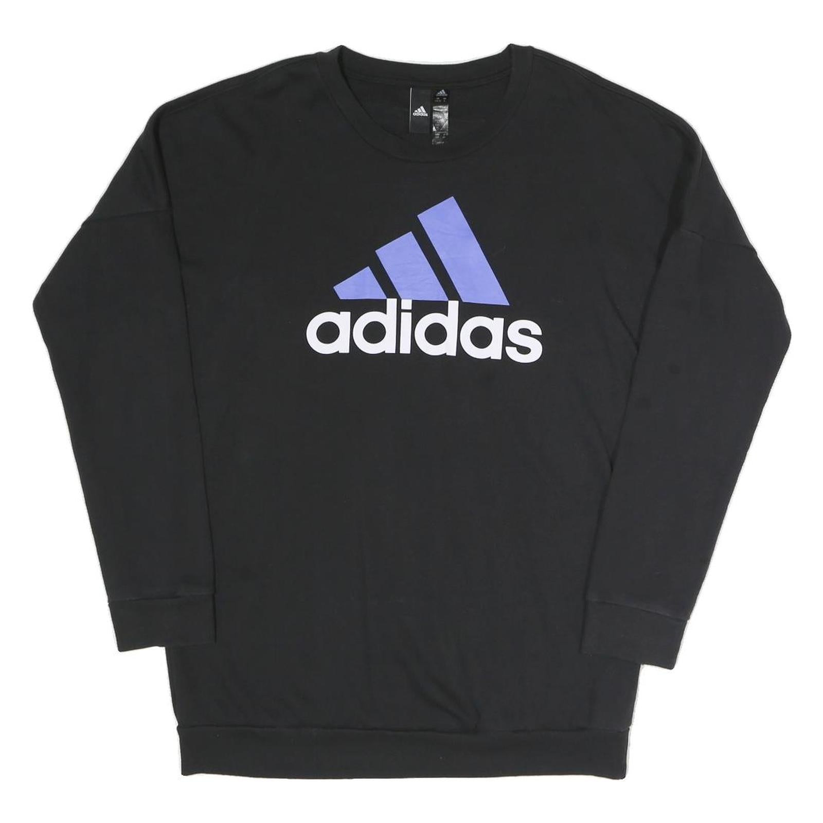 ADIDAS Womens Black Crew Neck S Sweatshirt Cotton Blend Logo Print Refurbished - N/A refurbished available on Cerqular