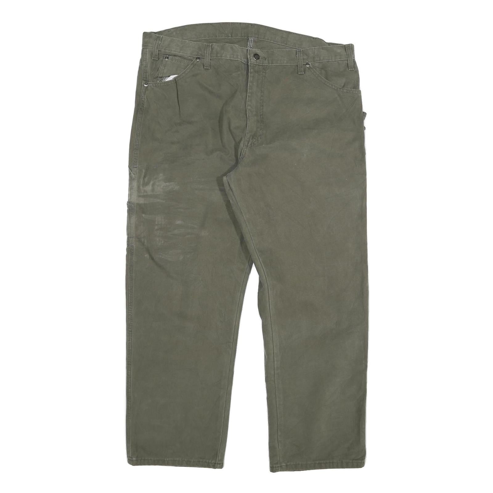 DICKIES Mens Cotton Blend Green Regular Straight Trousers W40 L30 Workwear Zip Refurbished - N/A refurbished available on Cerqular