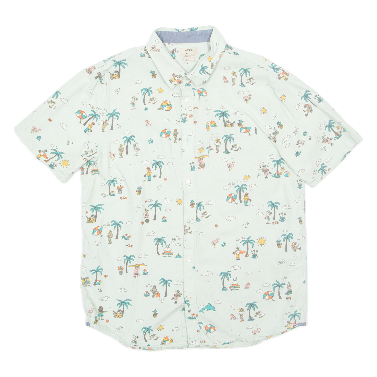 VANS Mens Hawaiian Shirt Blue Crazy Pattern M Refurbished - N/A refurbished available on Cerqular