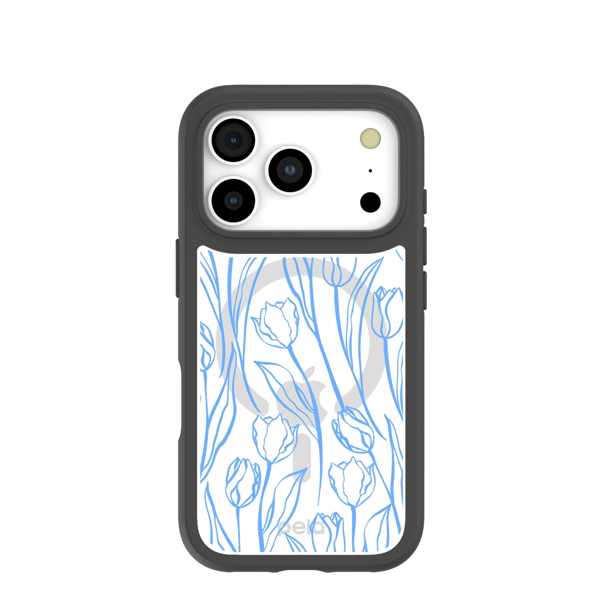 Clear Tulip Dreams iPhone 17 Pro Case With Noir Ridge (MagSafe included) Refurbished - Pela Case refurbished available on Cerqular